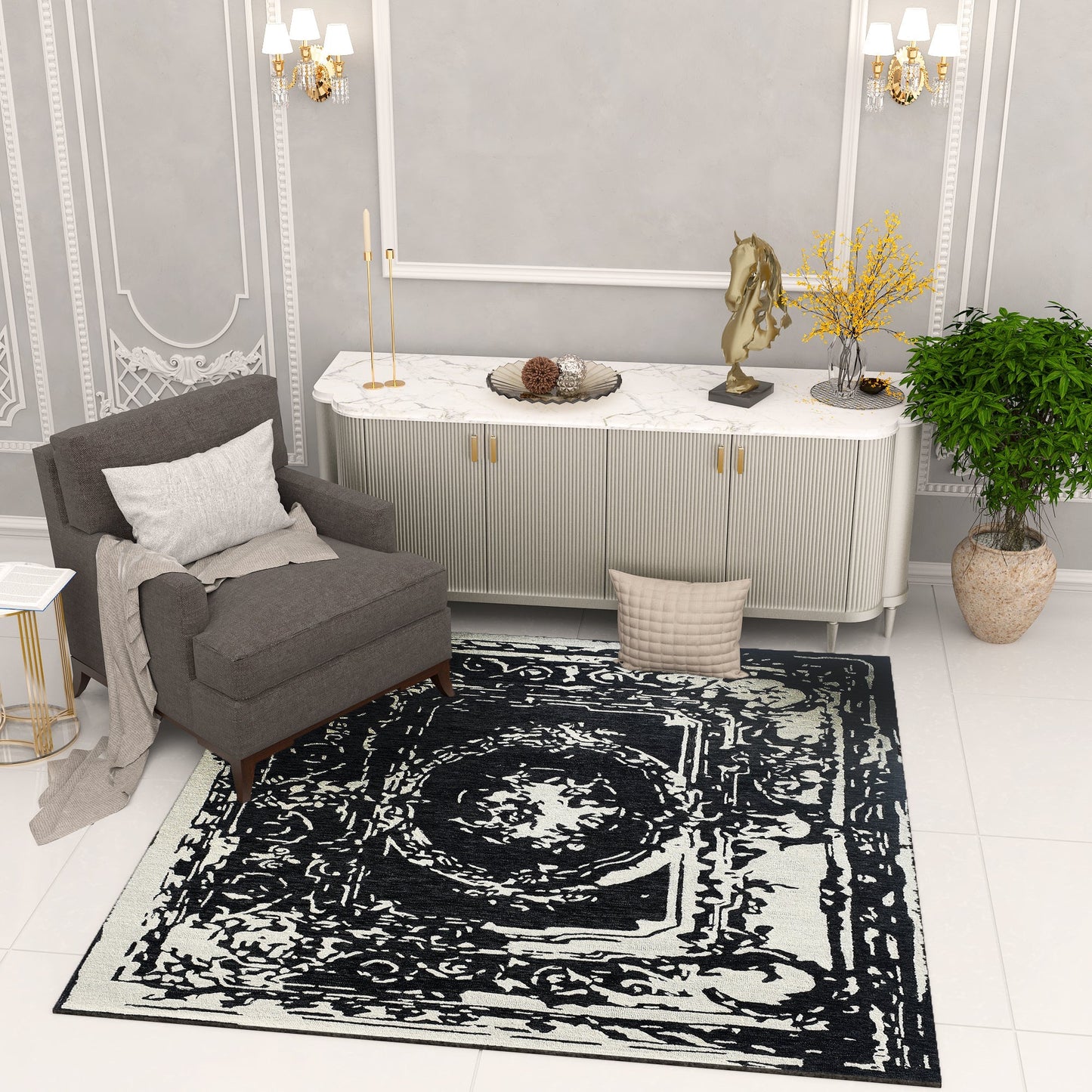 Premium Hand-Tufted Rug Made of 100% Wool - Giovanni - 6x6 Feet