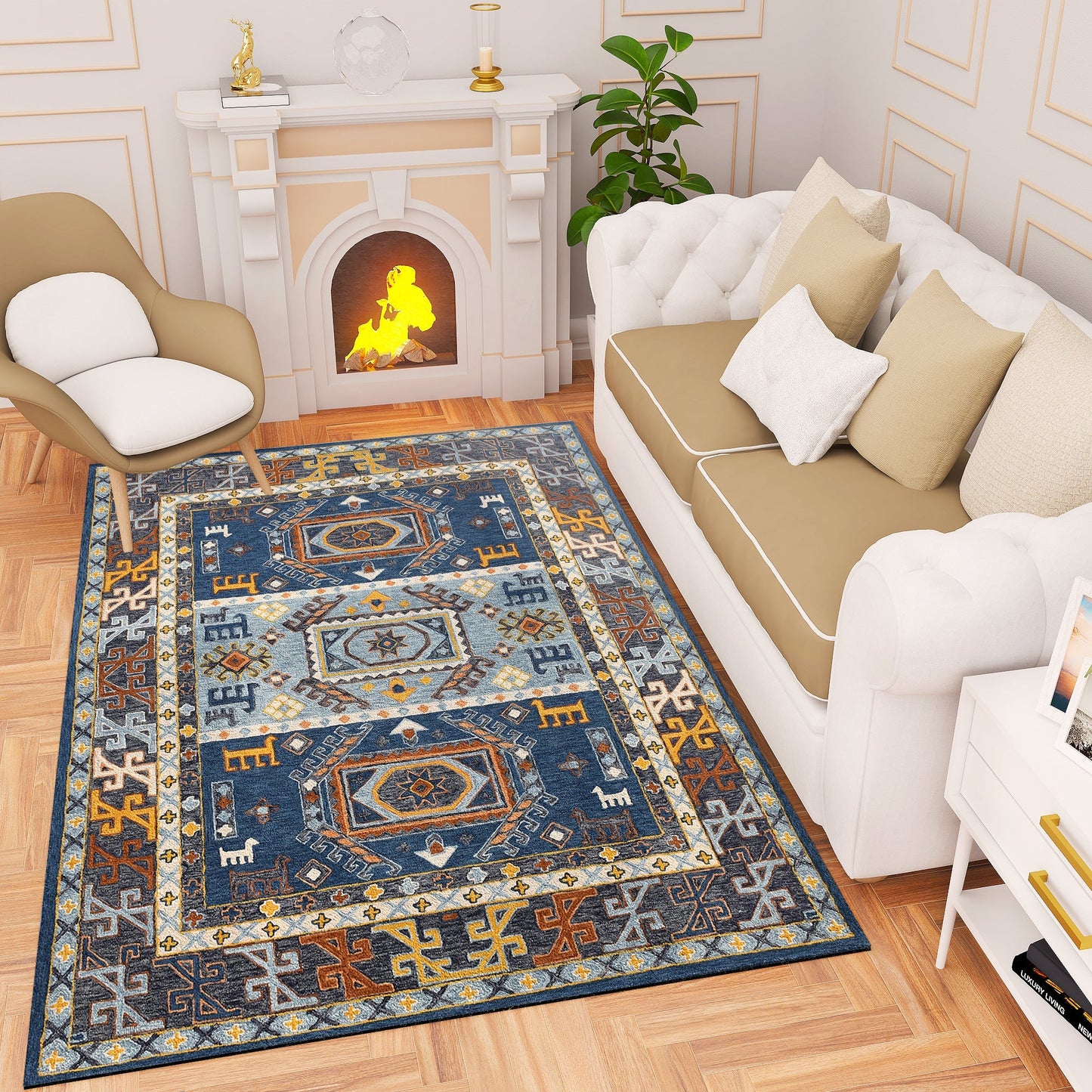 Premium Hand-Tufted Rug Made of 100% Wool - Inca Fable - 6x9 Feet