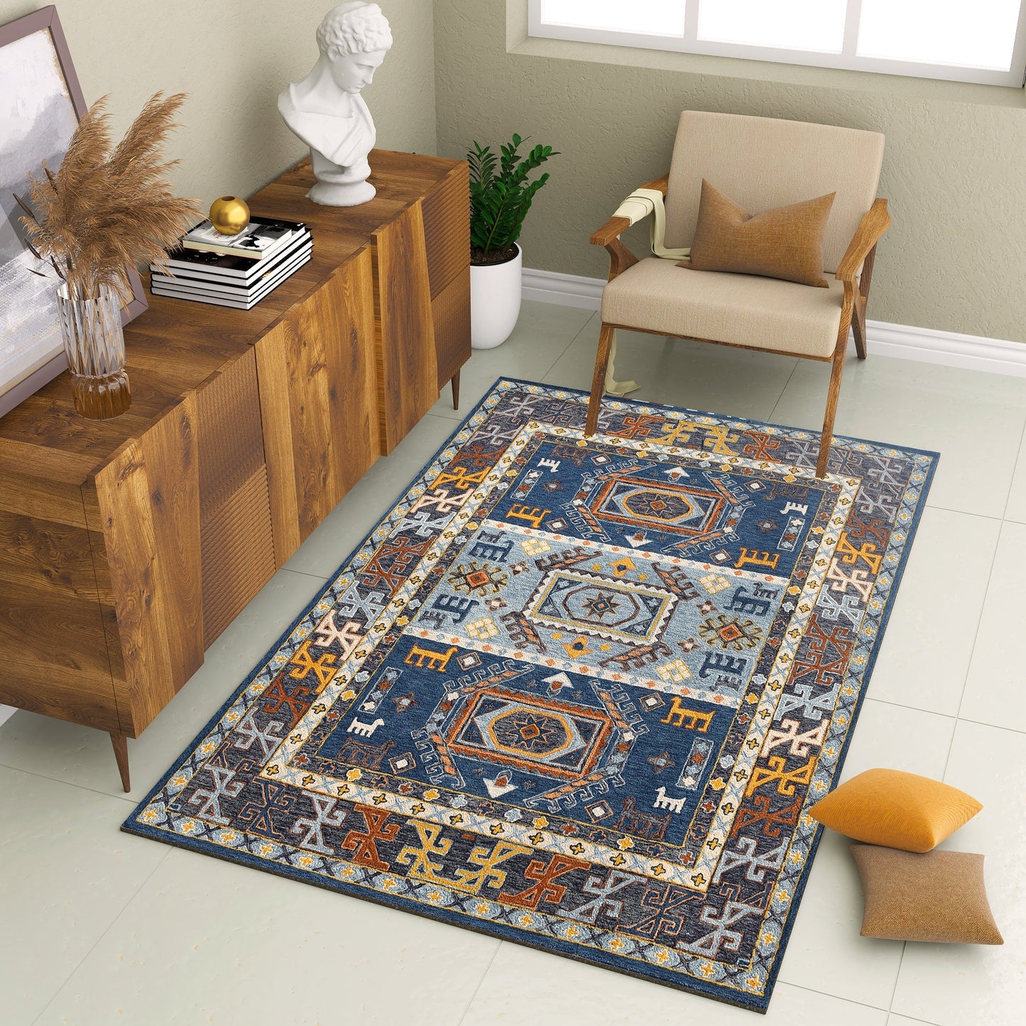 Premium Hand-Tufted Rug Made of 100% Wool - Inca Fable - 6x9 Feet