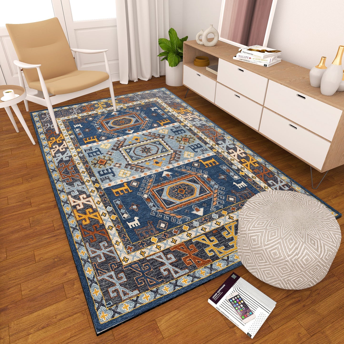 Premium Hand-Tufted Rug Made of 100% Wool - Inca Fable - 6x9 Feet
