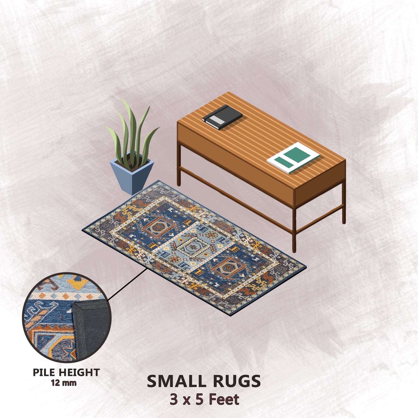 Premium Hand-Tufted Rug Made of 100% Wool - Inca Fable - 3x5 Feet