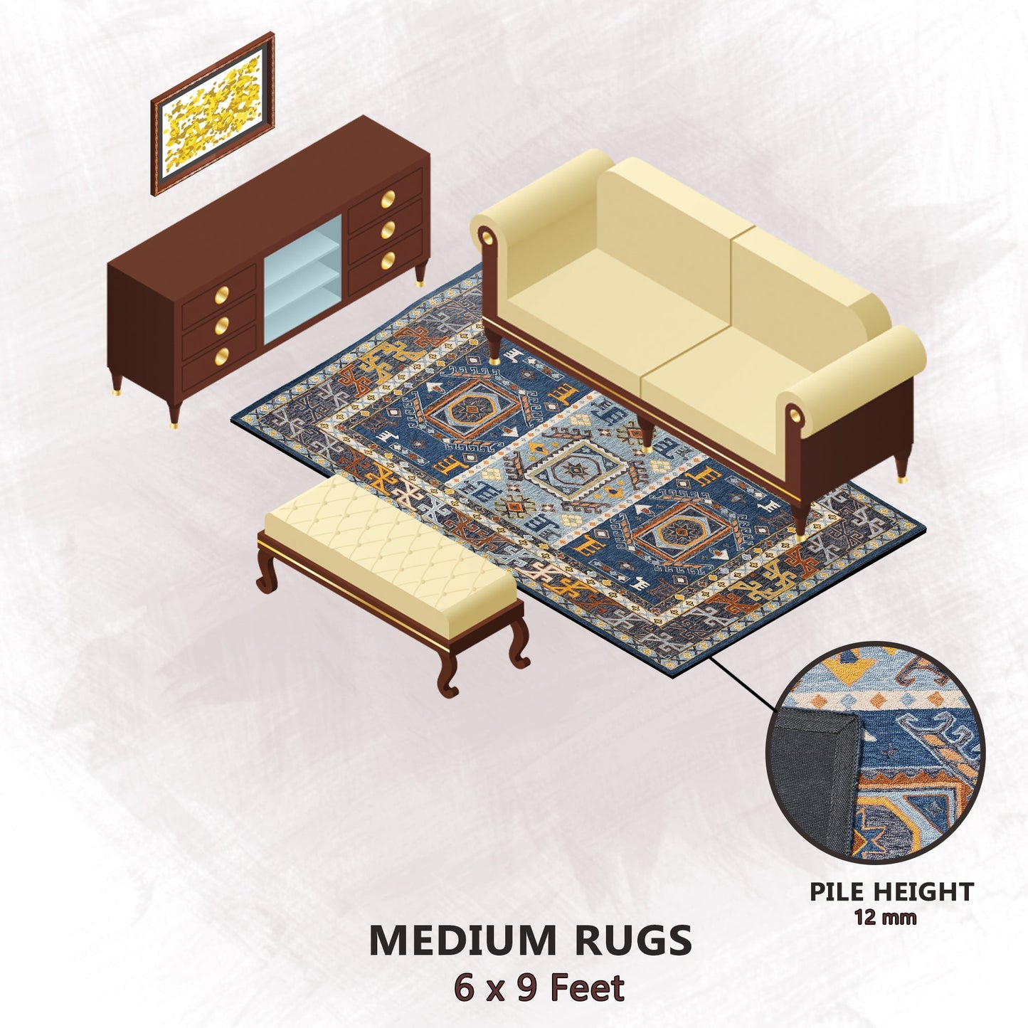 Premium Hand-Tufted Rug Made of 100% Wool - Inca Fable - 6x9 Feet