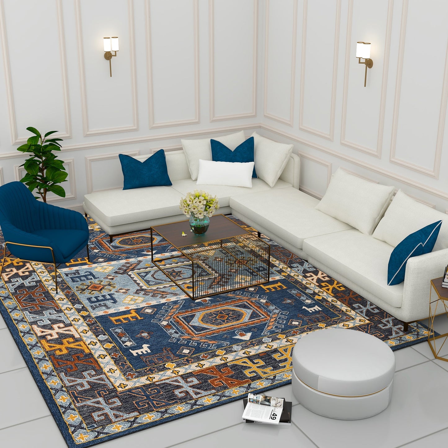 Premium Hand-Tufted Rug Made of 100% Wool - Inca Fable - 8x10 Feet