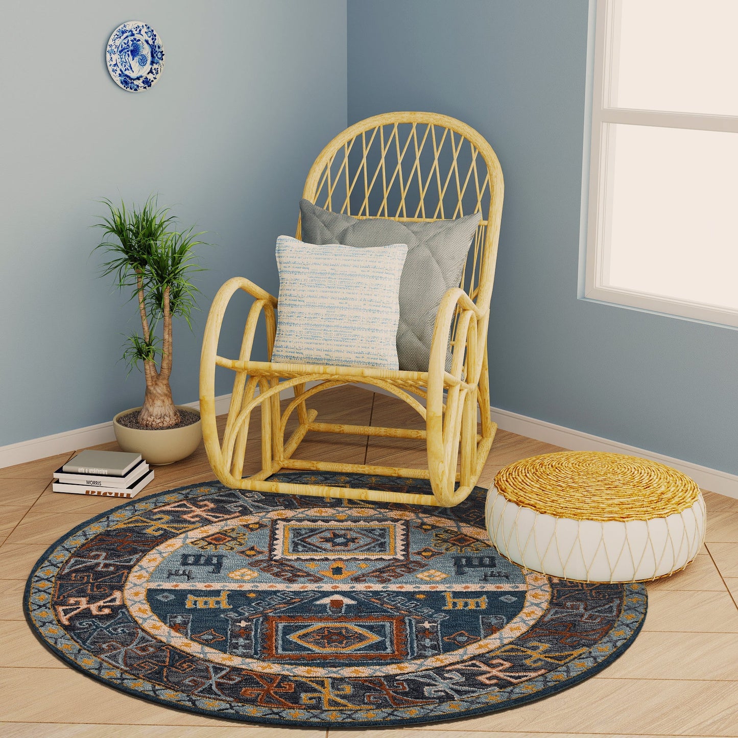 Premium Hand-Tufted Rug Made of 100% Wool - Inca Fable - 5x5 Feet