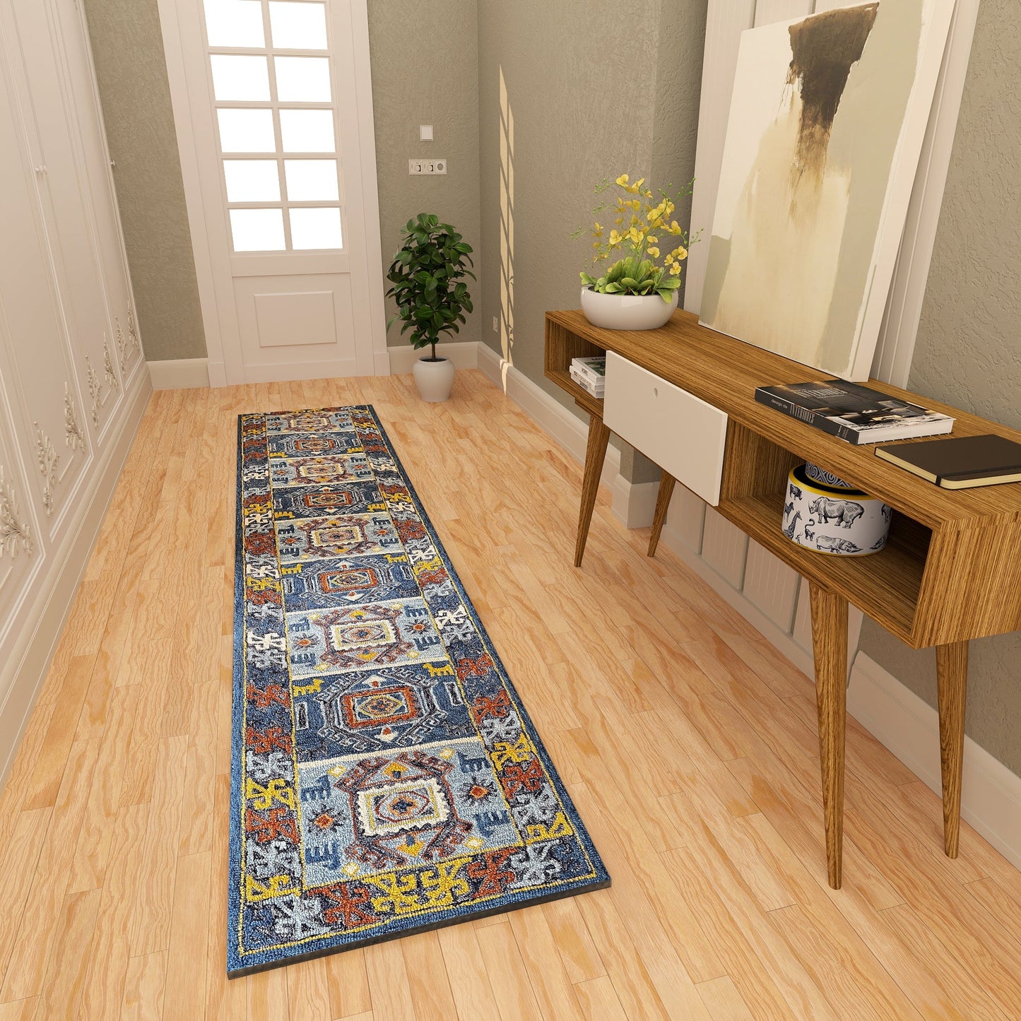 Premium Hand-Tufted Rug Made of 100% Wool - Inca Fable - 2x10 Feet