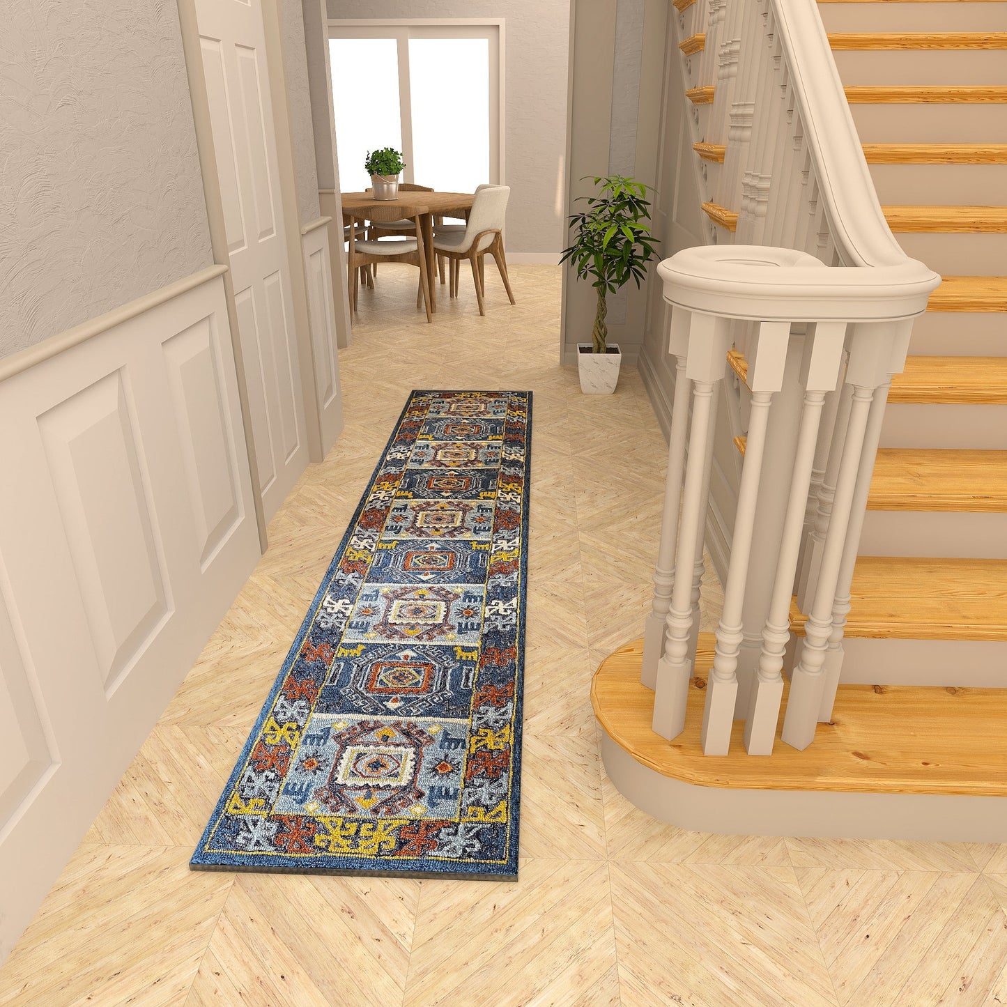 Premium Hand-Tufted Rug Made of 100% Wool - Inca Fable - 2x10 Feet