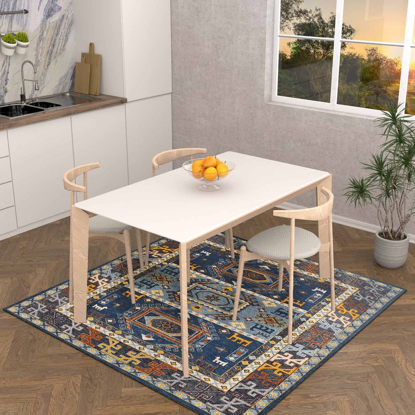 Premium Hand-Tufted Rug Made of 100% Wool - Inca Fable - 6x6 Feet