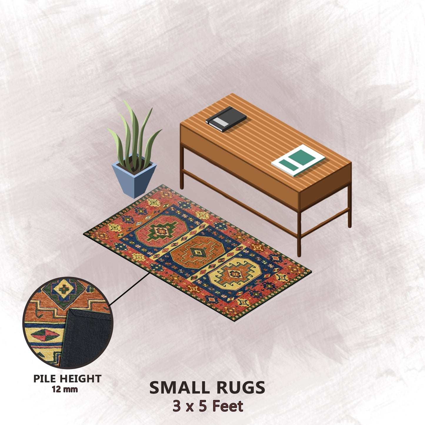 Premium Hand-Tufted Rug Made of 100% Wool - Inca Myth - 3x5 Feet