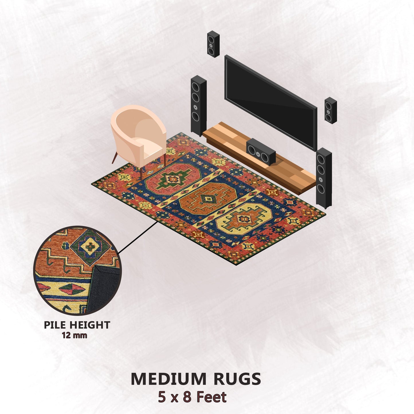 Premium Hand-Tufted Rug Made of 100% Wool - Inca Myth - 5x8 Feet