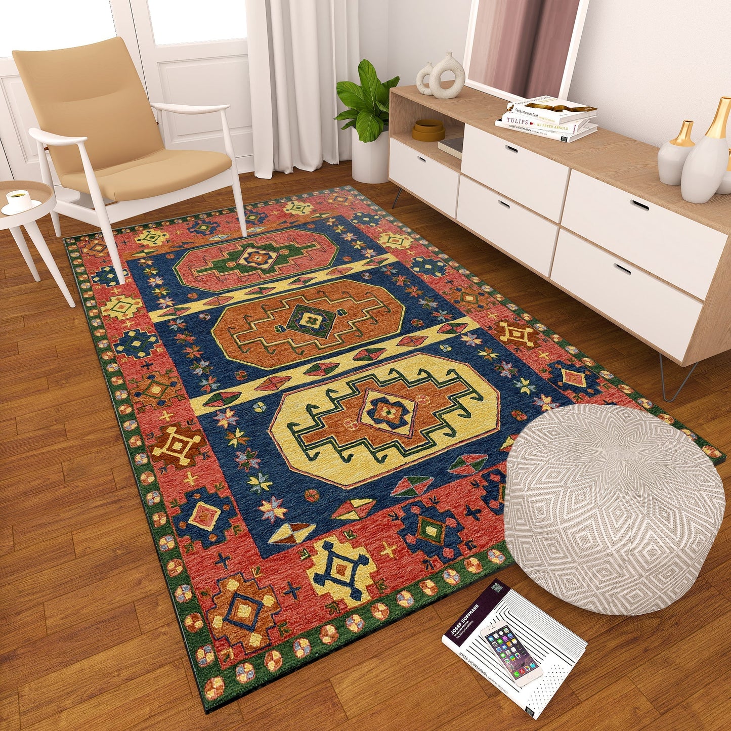 Premium Hand-Tufted Rug Made of 100% Wool - Inca Myth - 5x8 Feet