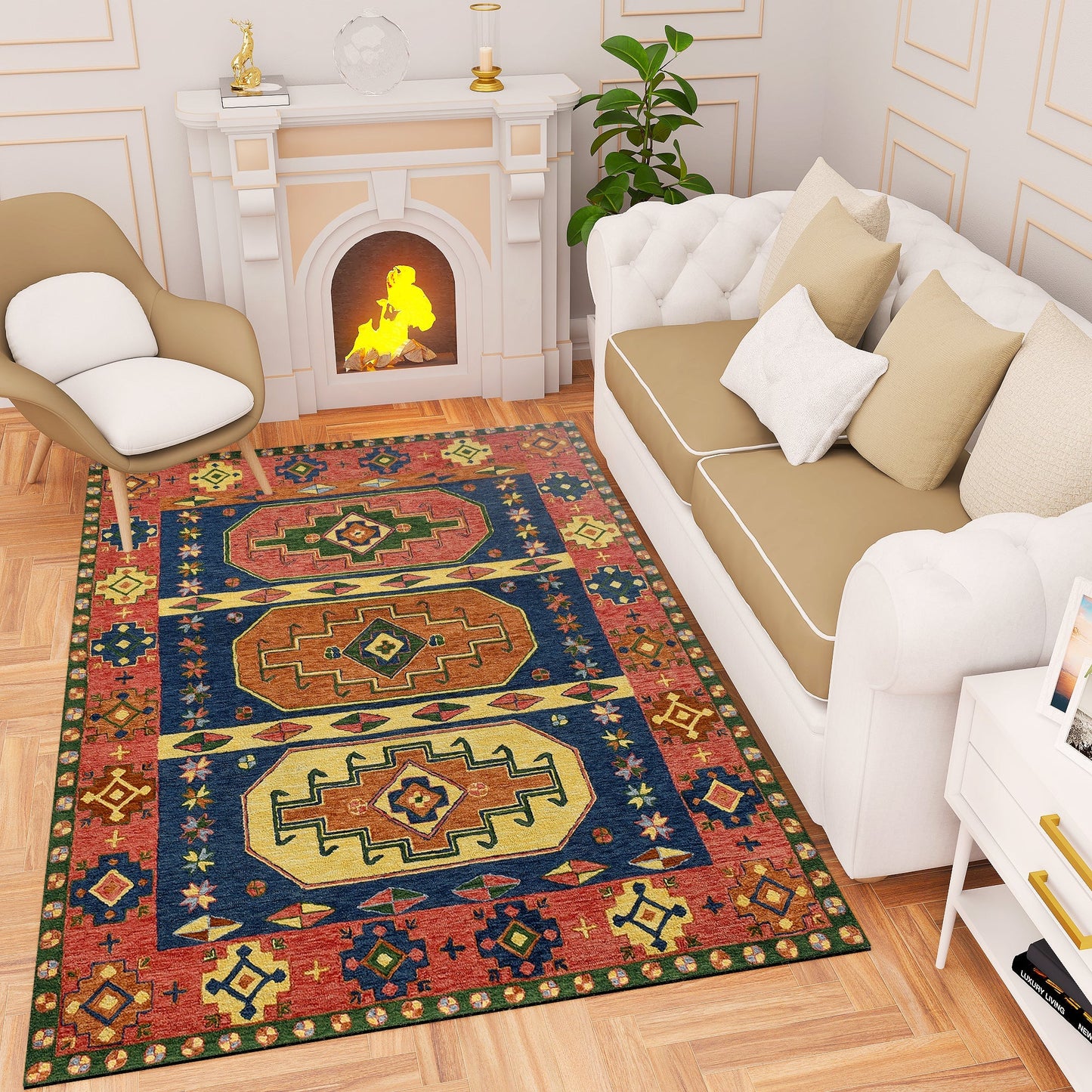 Premium Hand-Tufted Rug Made of 100% Wool - Inca Myth - 5x8 Feet