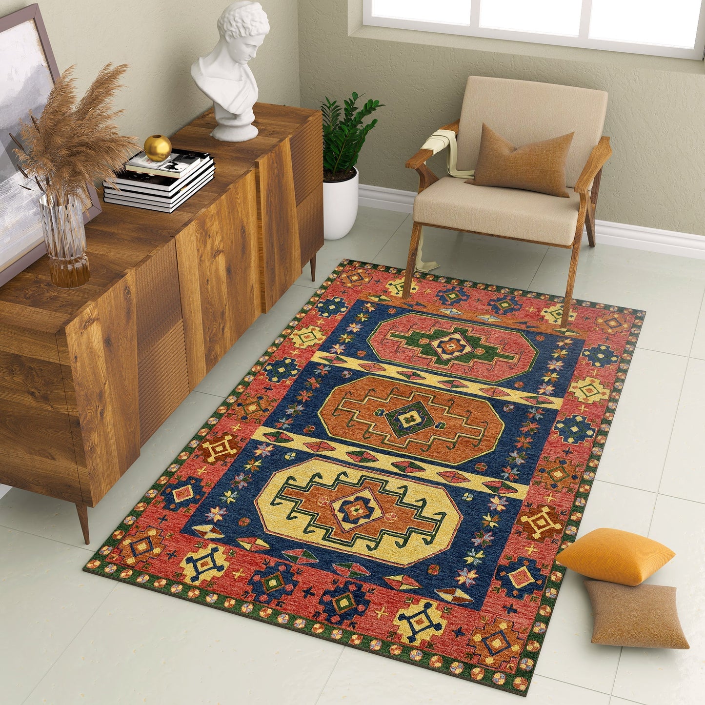 Premium Hand-Tufted Rug Made of 100% Wool - Inca Myth - 5x8 Feet
