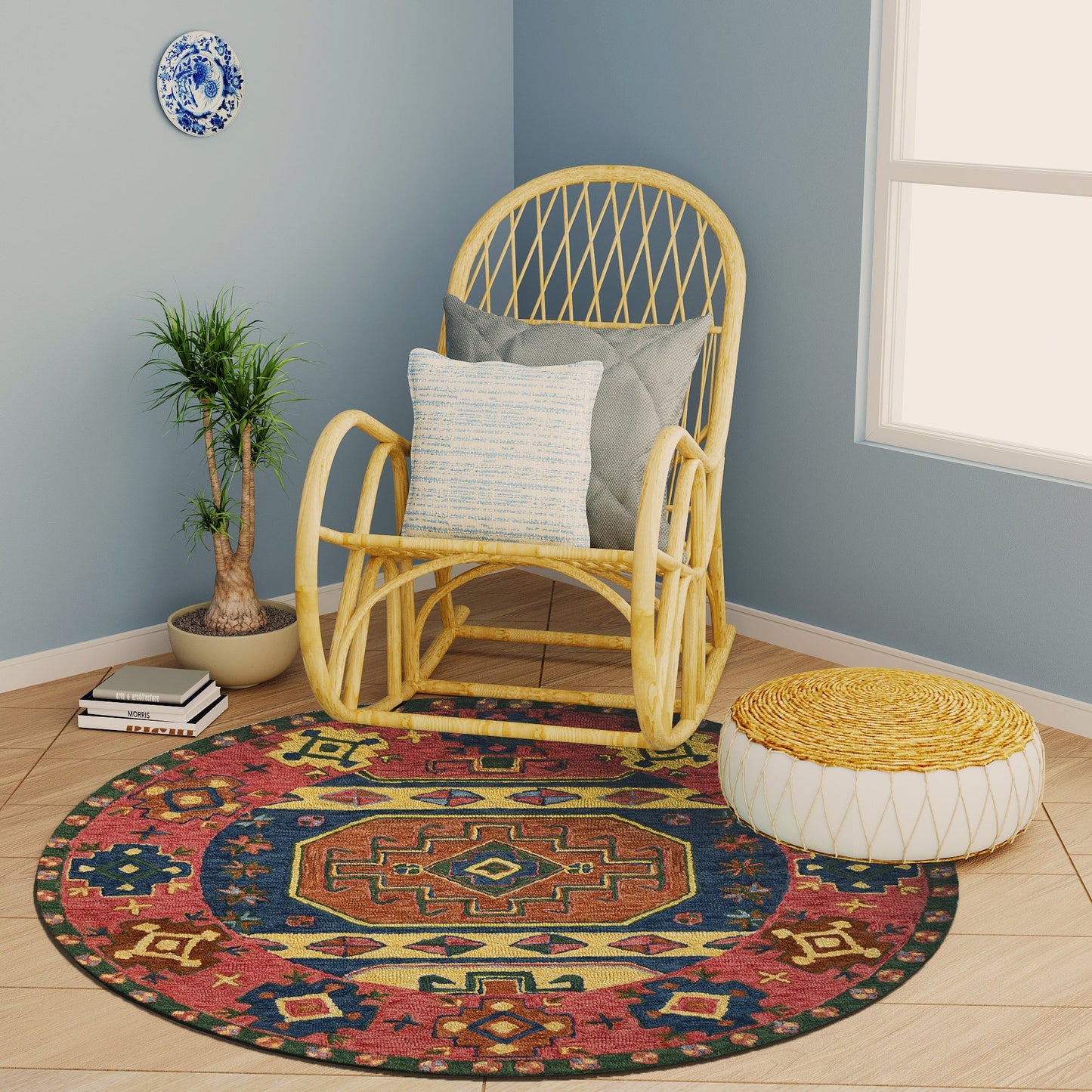 Premium Hand-Tufted Rug Made of 100% Wool - Inca Myth - 5x5 Feet