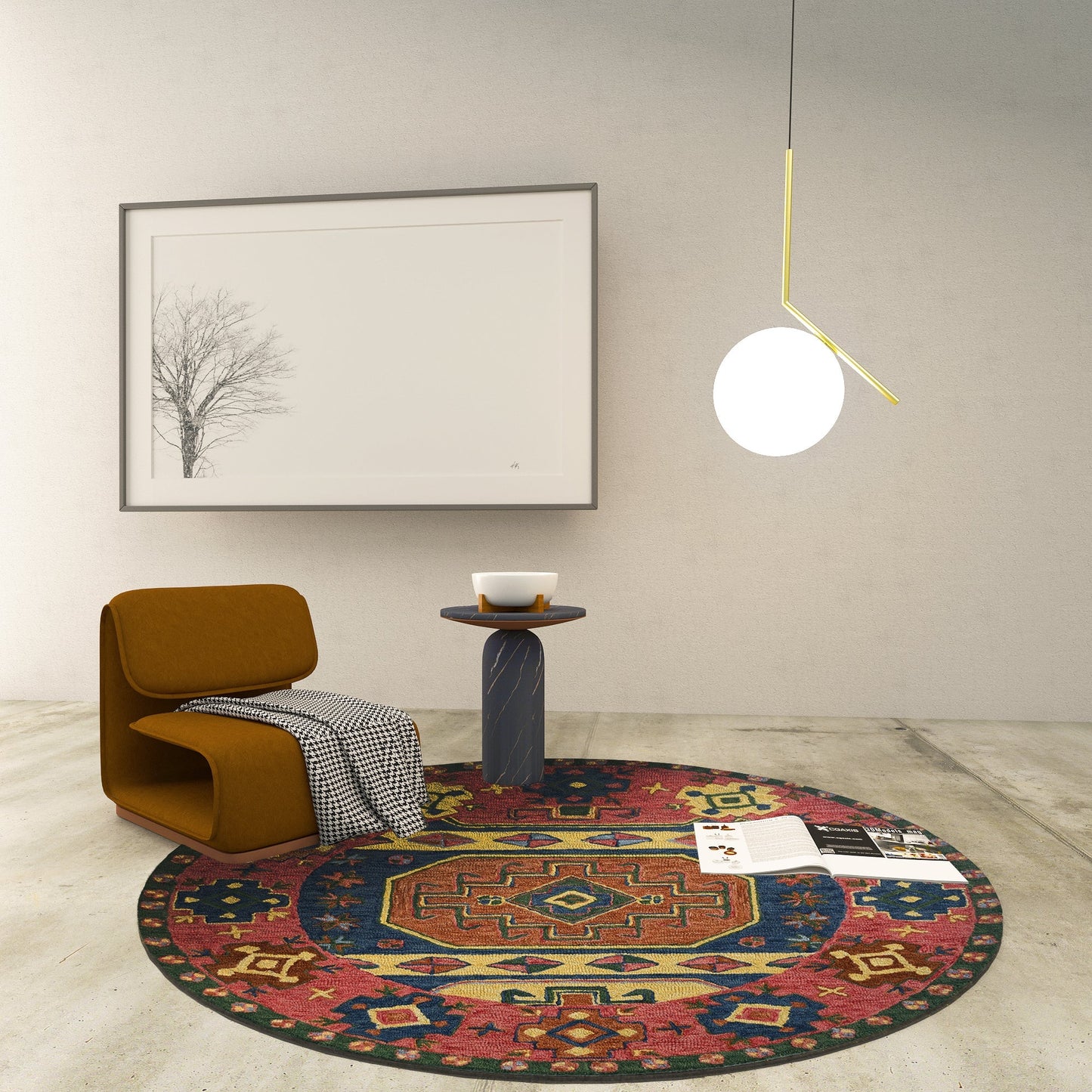 Premium Hand-Tufted Rug Made of 100% Wool - Inca Myth - 5x5 Feet