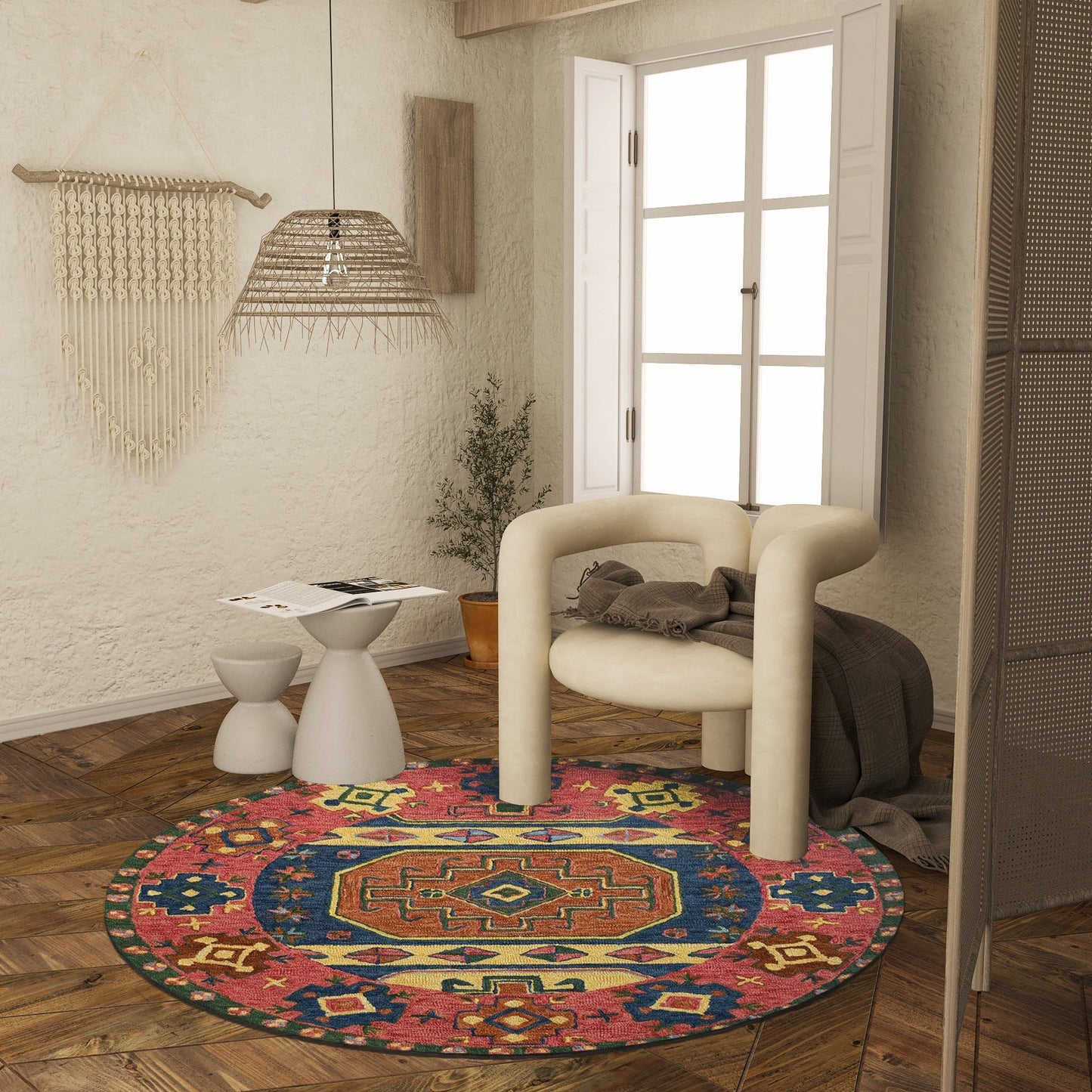 Premium Hand-Tufted Rug Made of 100% Wool - Inca Myth - 5x5 Feet