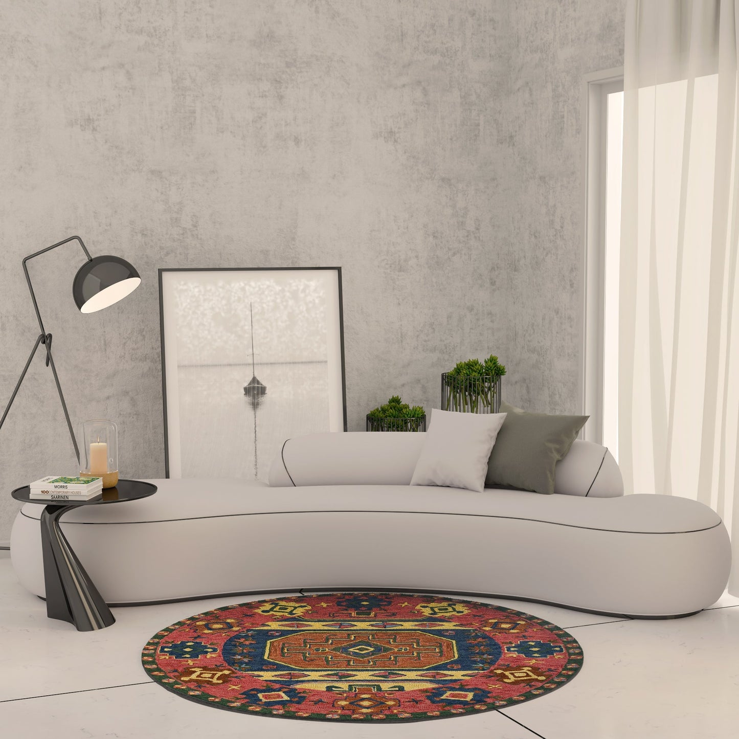 Premium Hand-Tufted Rug Made of 100% Wool - Inca Myth - 5x5 Feet