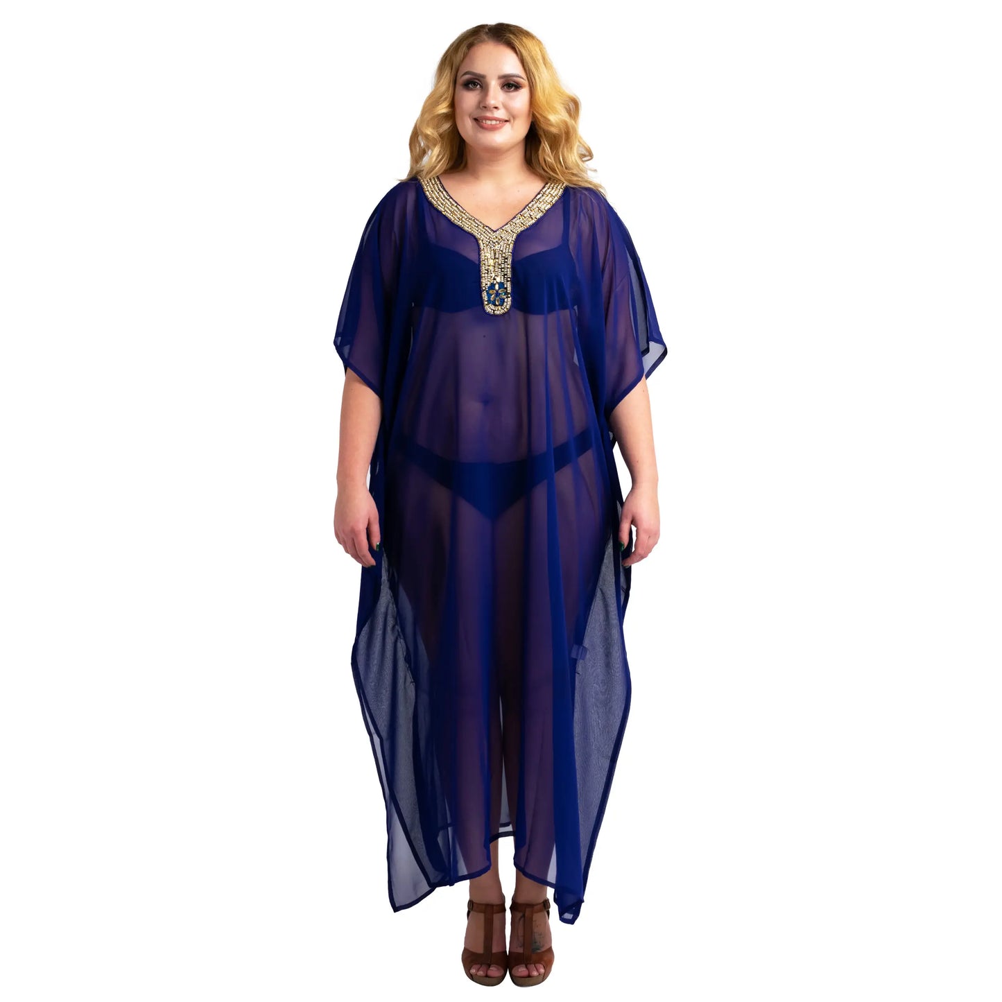 Women Long Kaftans Beach Caftan Dress 3 Colors S-3XL