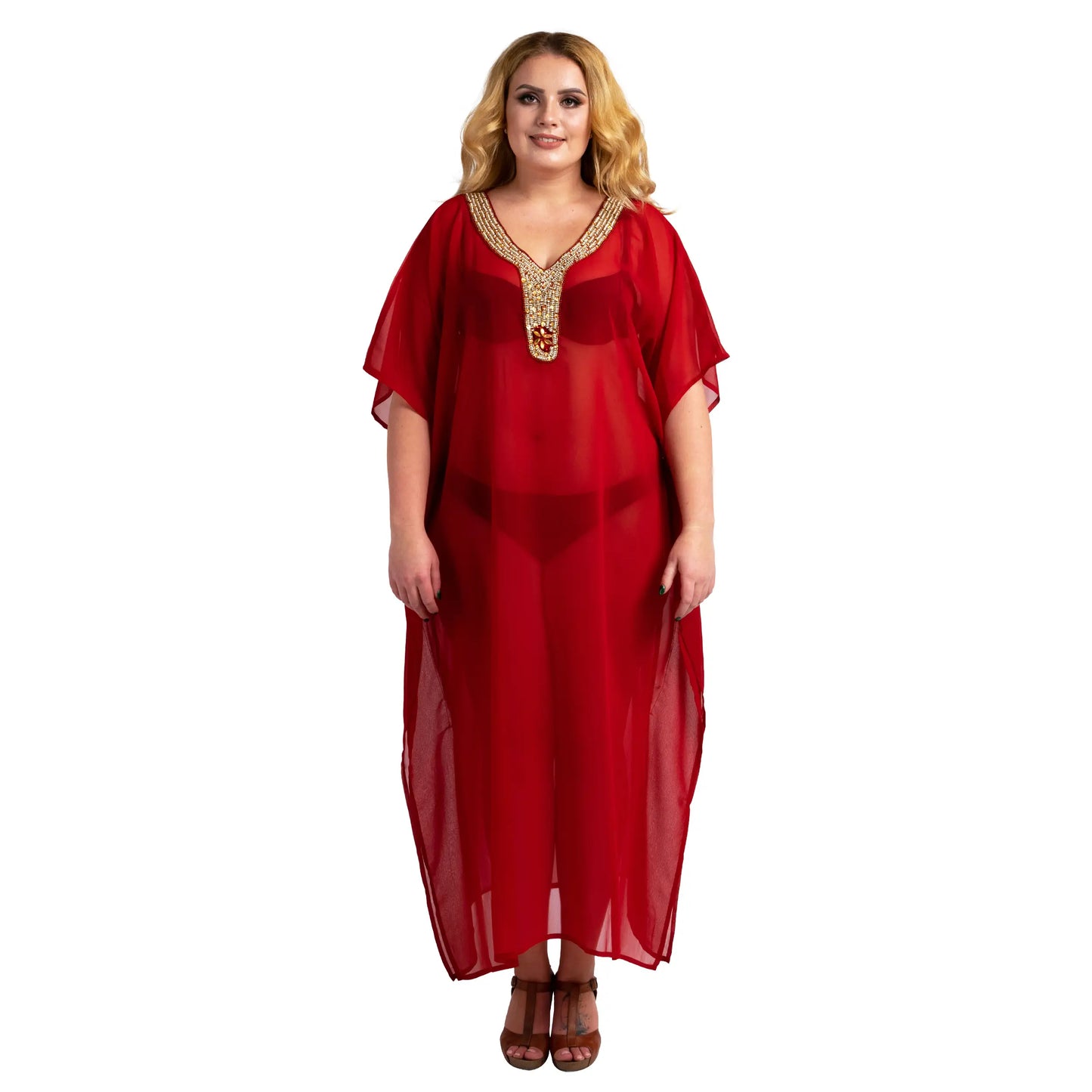 Women Long Kaftans Beach Caftan Dress 3 Colors S-3XL