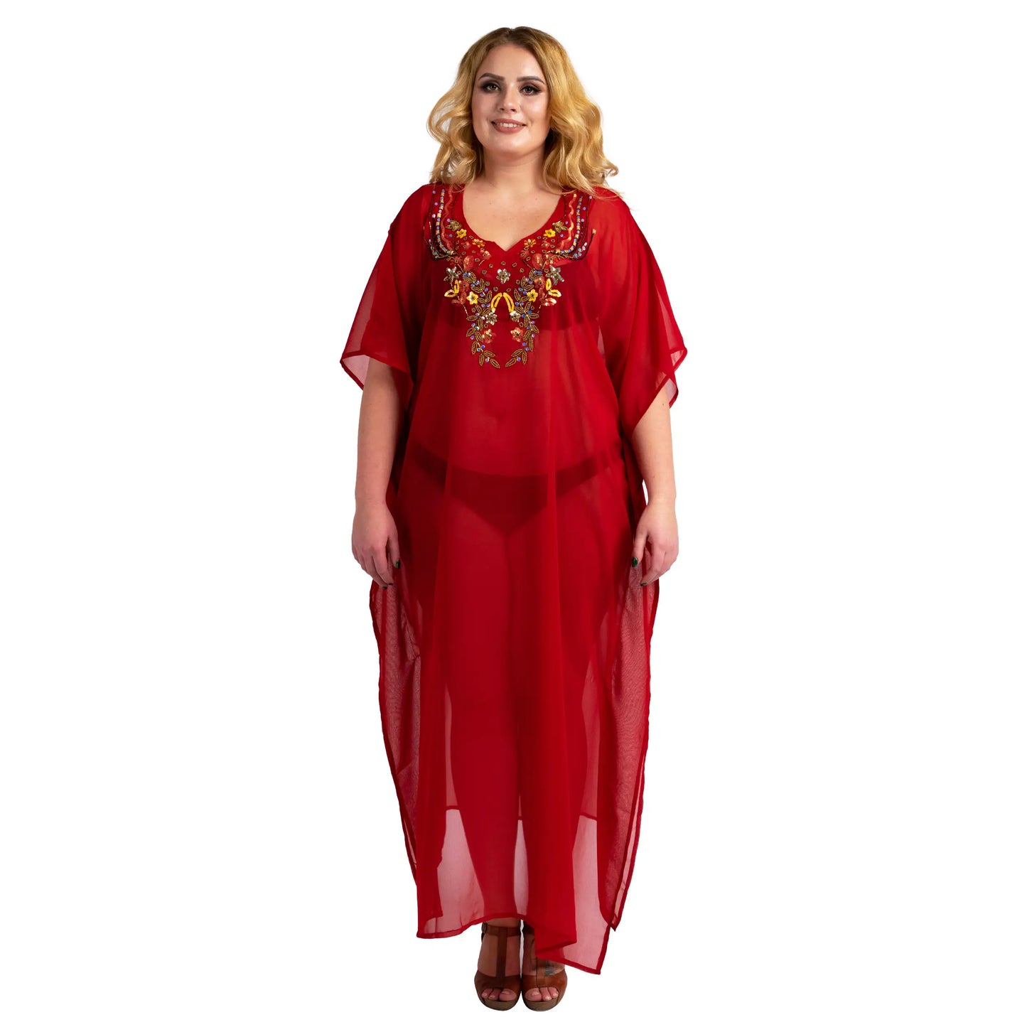 Women Long Kaftans Beach Caftan Dress 3 Colors S-3XL