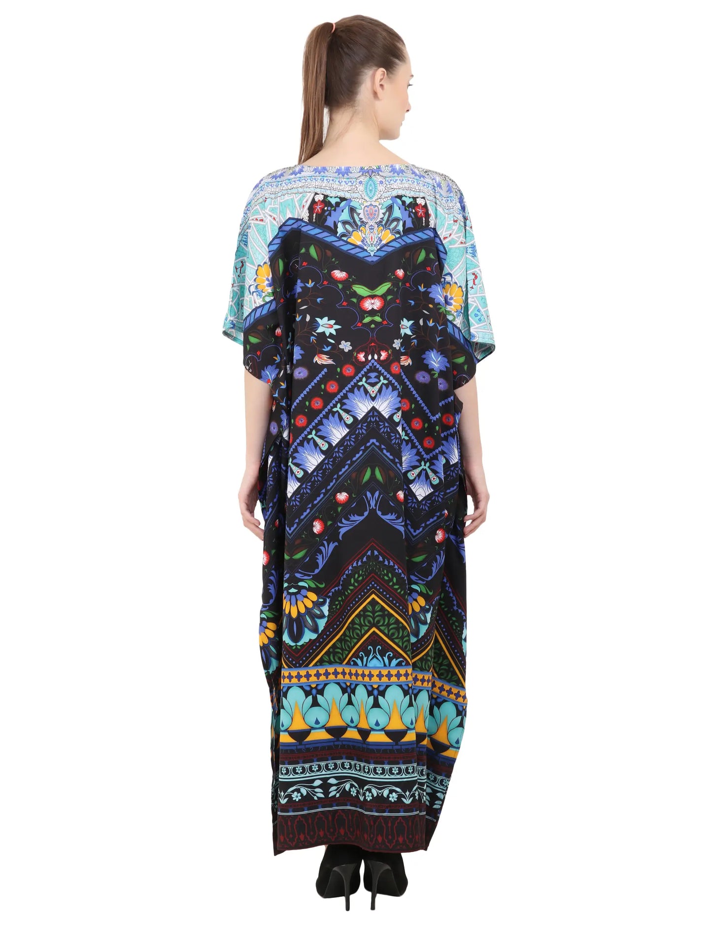 Women Long Kaftans Summer Holiday Caftan Dress Black S-3XL