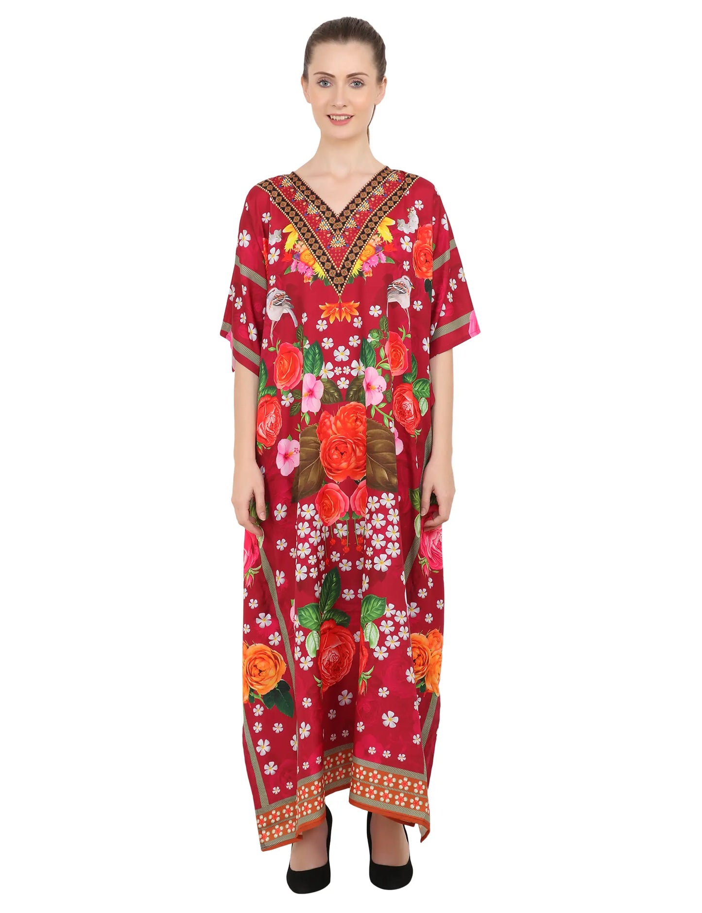 Women Long Kaftans Summer Holiday Caftan Dress 4 Colors S-3XL