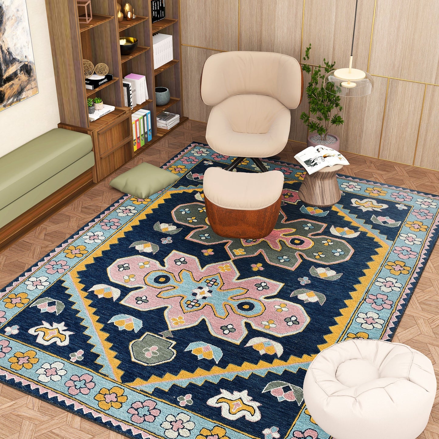 Premium Hand-Tufted Rug Made of 100% Wool - Lotus Bloom - 9x12 Feet