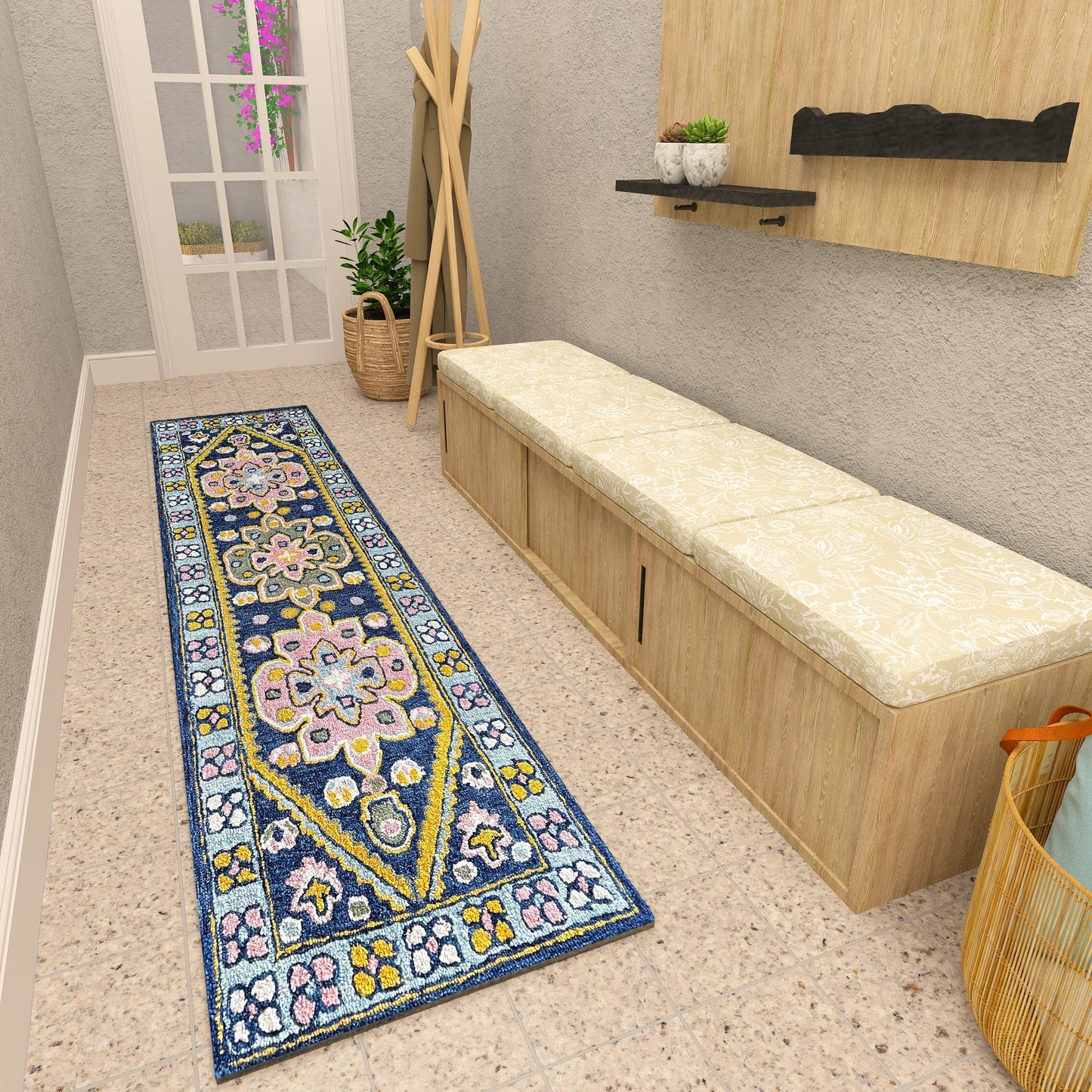 Premium Hand-Tufted Rug Made of 100% Wool - Lotus Bloom - 2x8 Feet