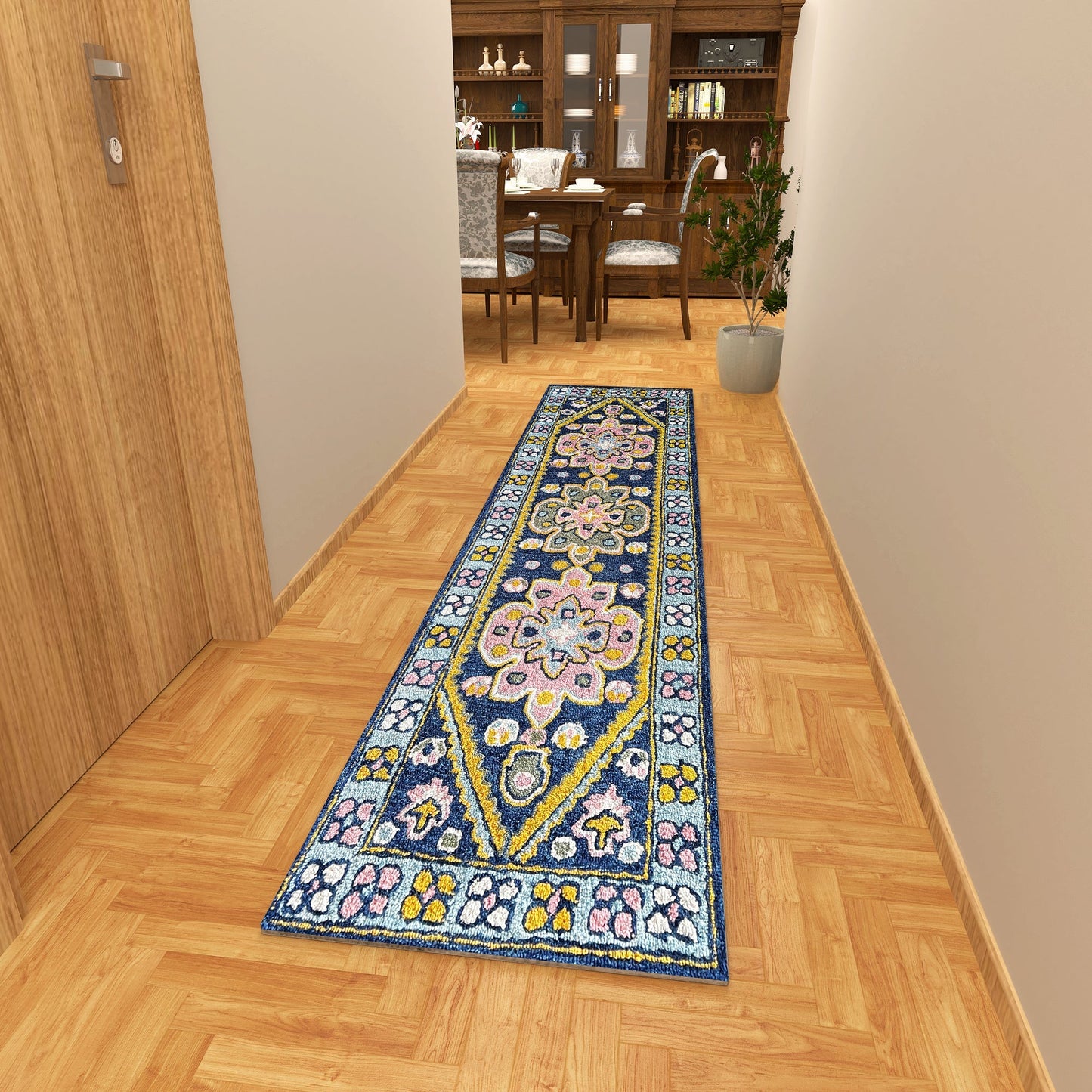 Premium Hand-Tufted Rug Made of 100% Wool - Lotus Bloom - 2x6 Feet