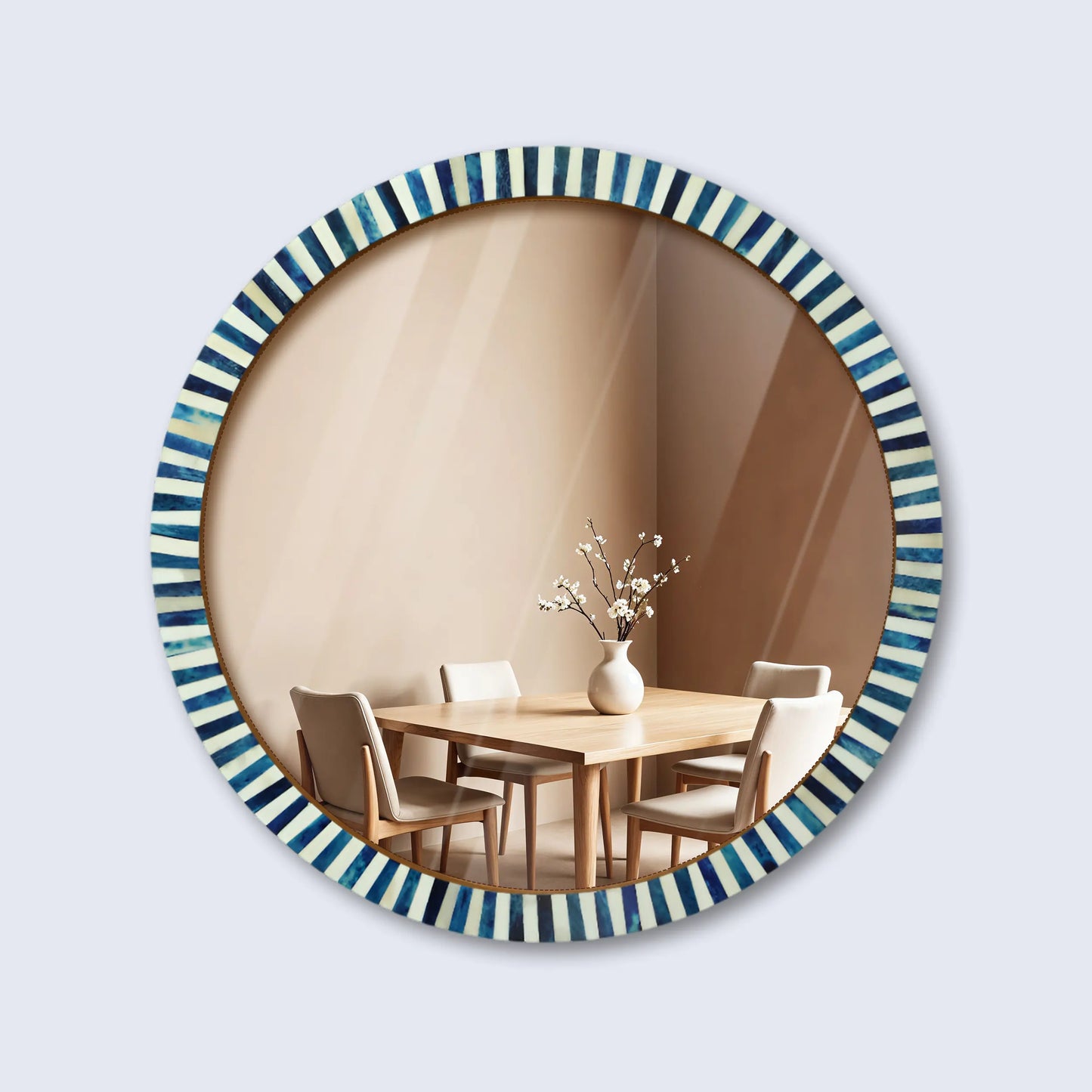 18" Round Black & White Striped Radial Pattern Wall Mirror