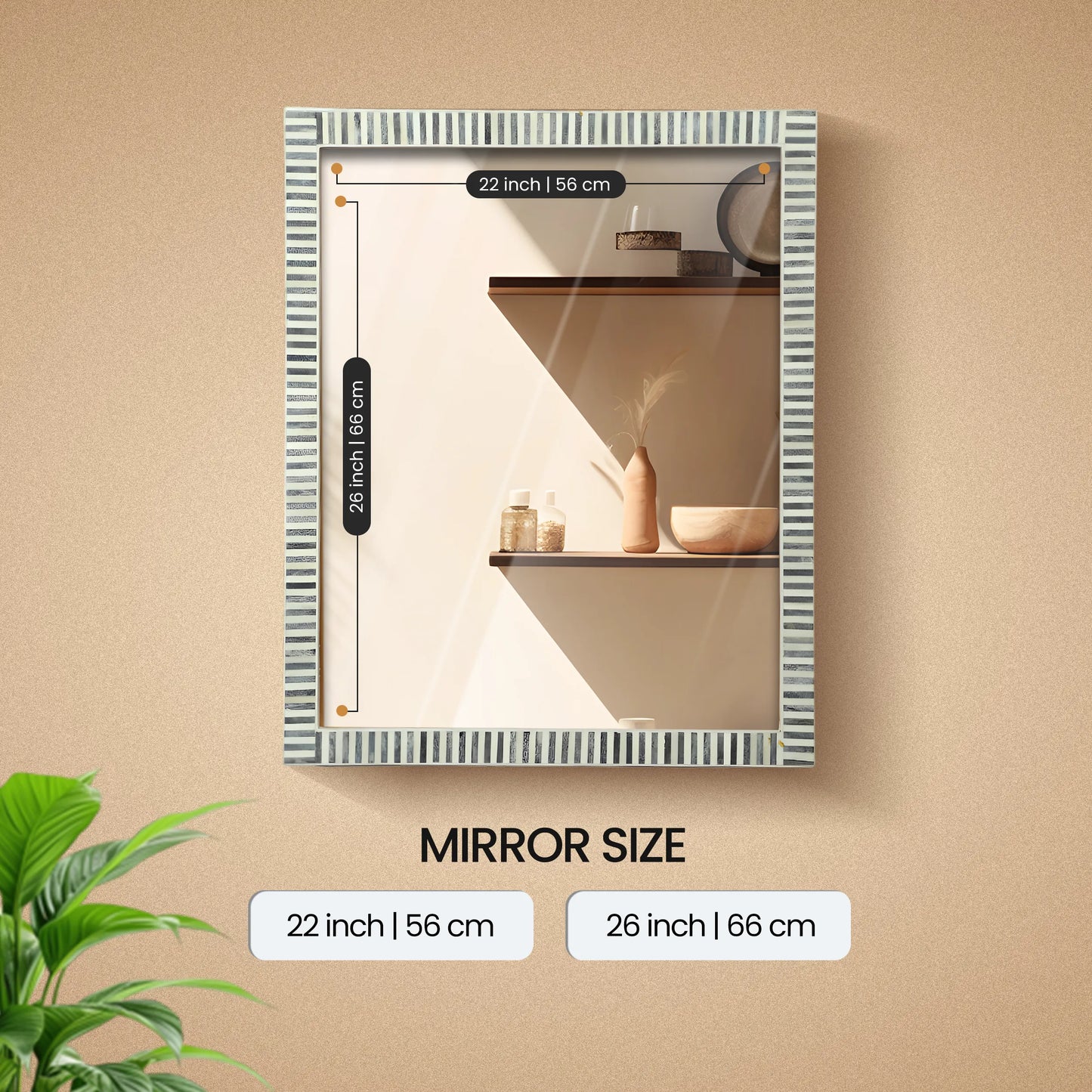 20"x24" Rectangular Mirror – Gray White Striped MDF Frame