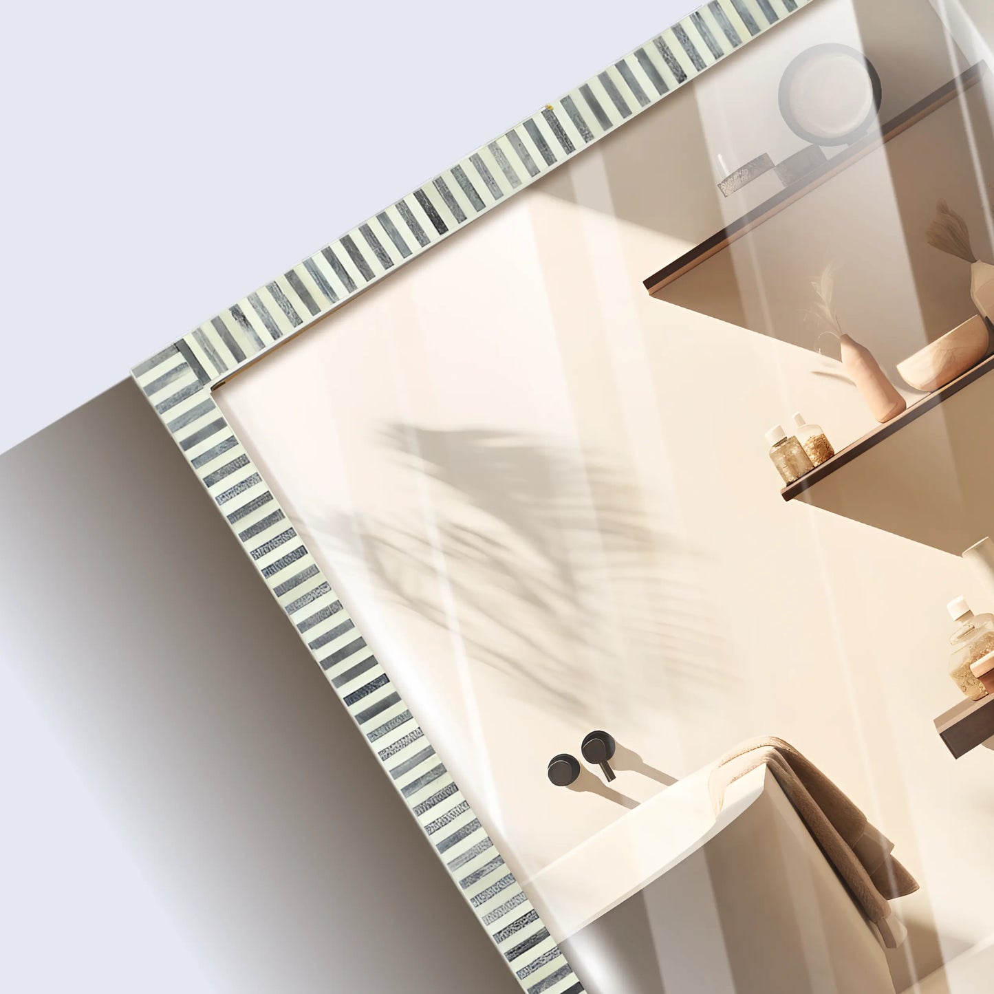 20"x24" Rectangular Mirror – Gray White Striped MDF Frame