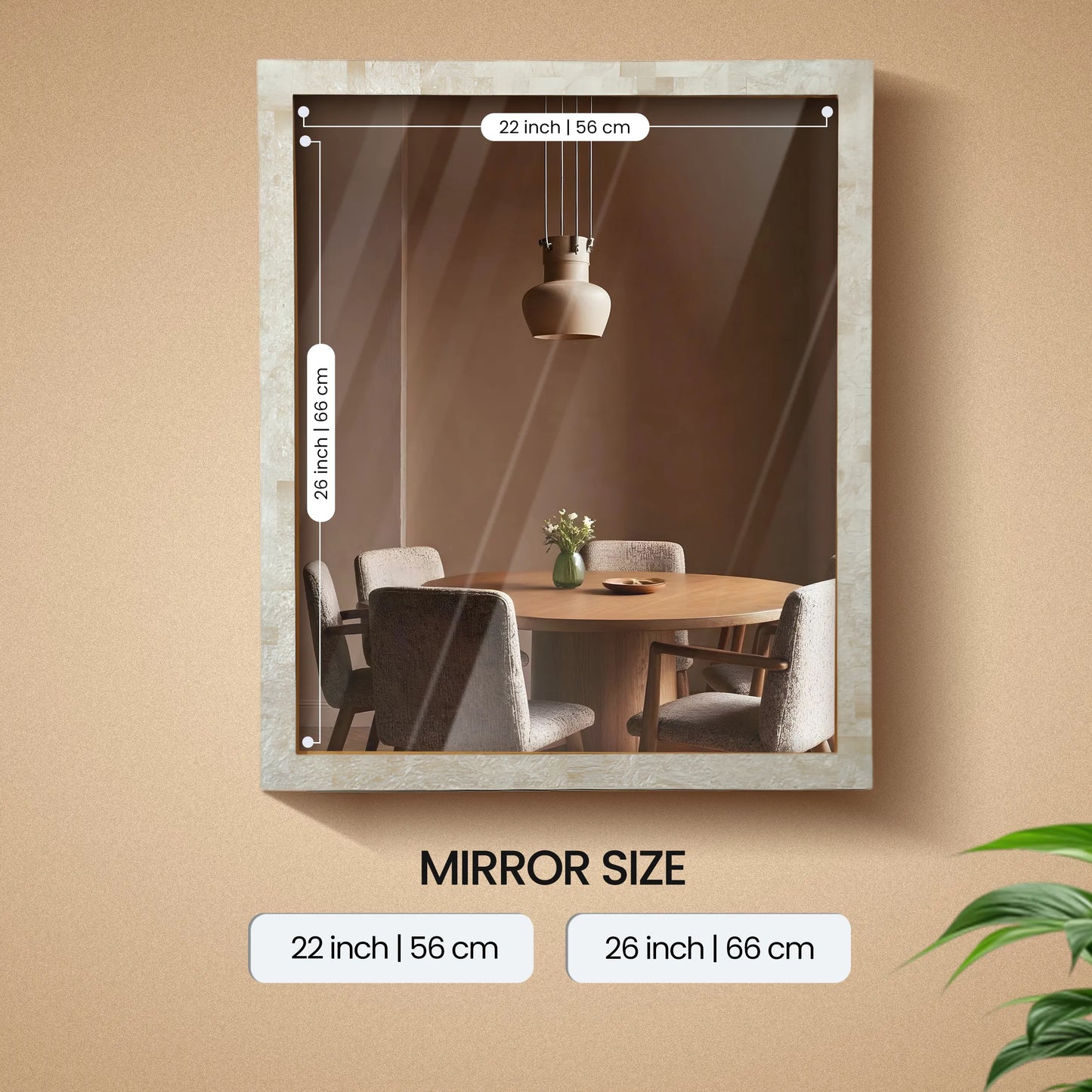 26x24 Rectangular Mirror Ivory Resin Inlay Frame