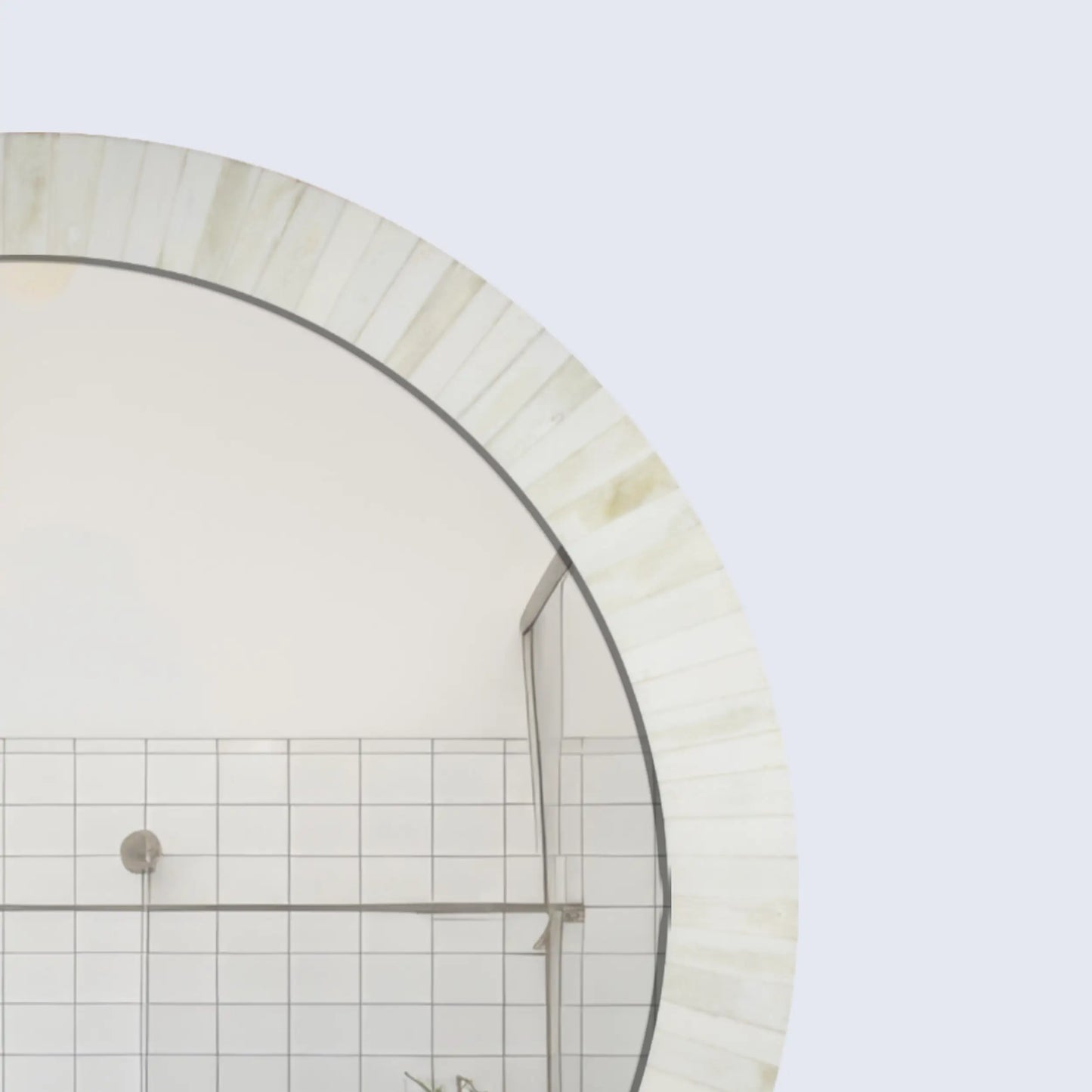 Bone Inlay Chaucer-Dame Round Wall Mirror, 28" Collection, White