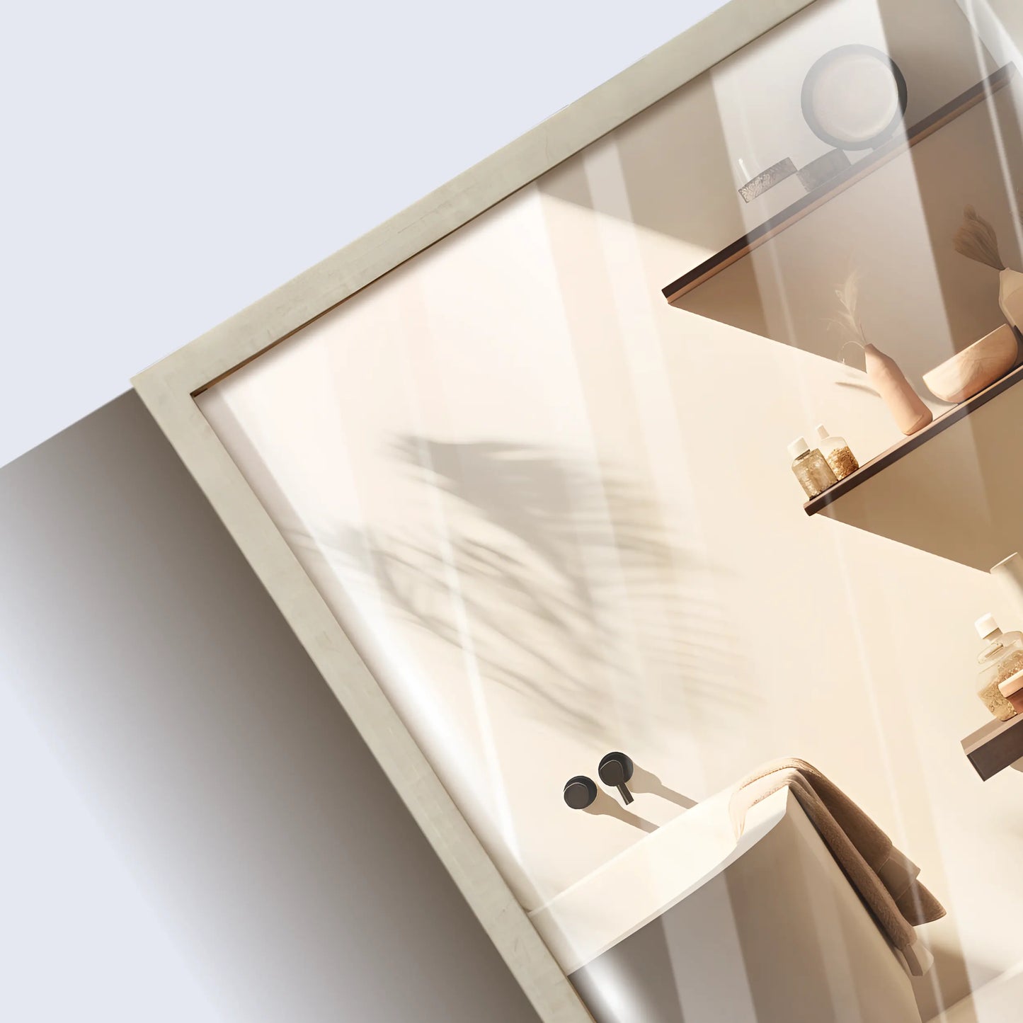 38x25” Light Peach Checkered Resin Inlay Decorative Wall Mirror