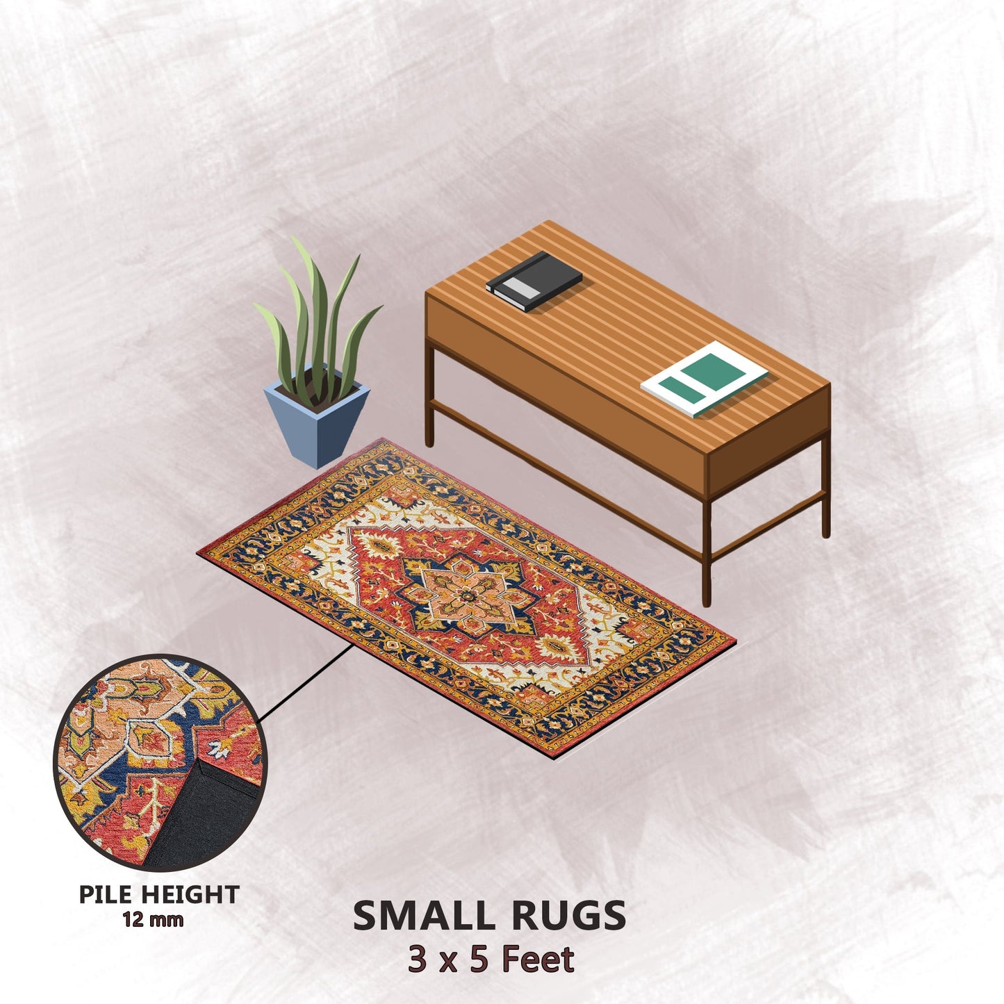 Premium Hand-Tufted Rug Made of 100% Wool - Maras Palace - 4x6 Feet