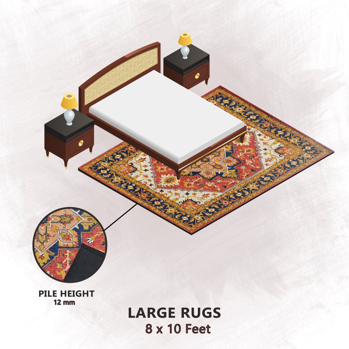 Premium Hand-Tufted Rug Made of 100% Wool - Maras Palace - 8x10 Feet