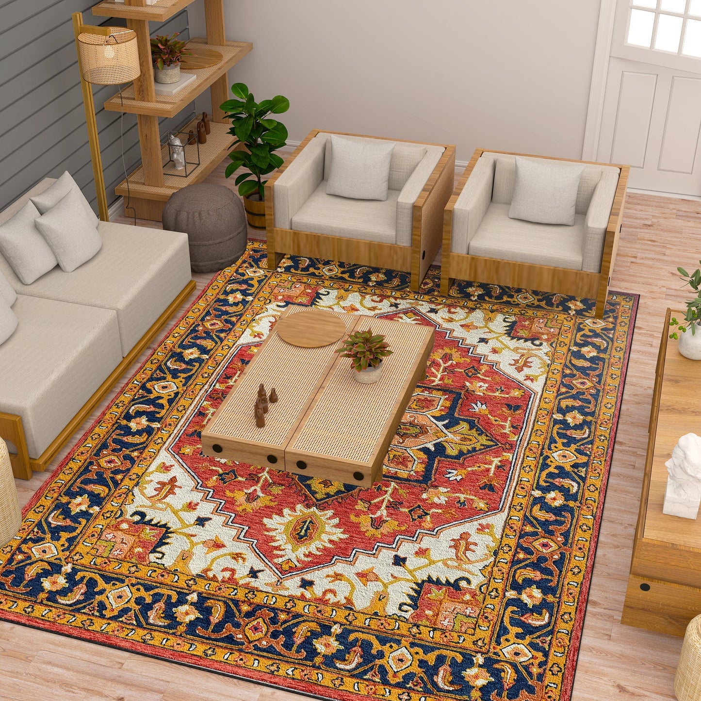 Premium Hand-Tufted Rug Made of 100% Wool - Maras Palace - 9x12 Feet