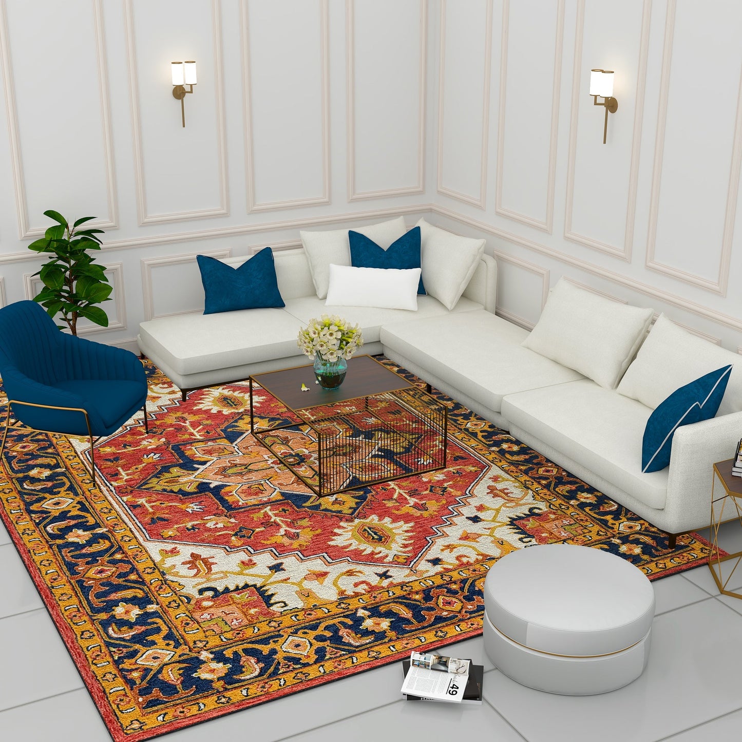 Premium Hand-Tufted Rug Made of 100% Wool - Maras Palace - 9x12 Feet