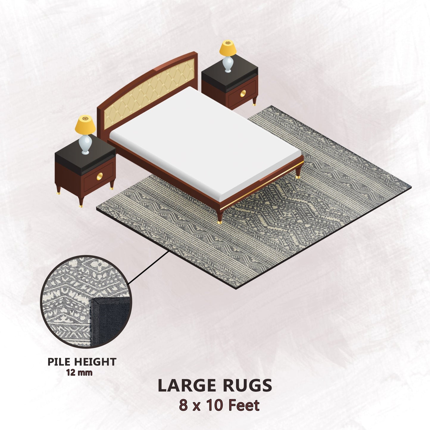 Premium Hand-Tufted Rug Made of 100% Wool - Midnight Mist - 8x10 Feet