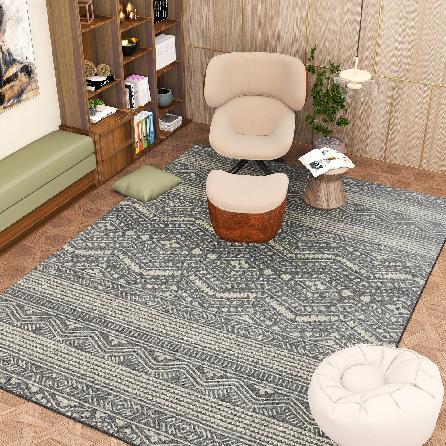 Premium Hand-Tufted Rug Made of 100% Wool - Midnight Mist - 8x10 Feet