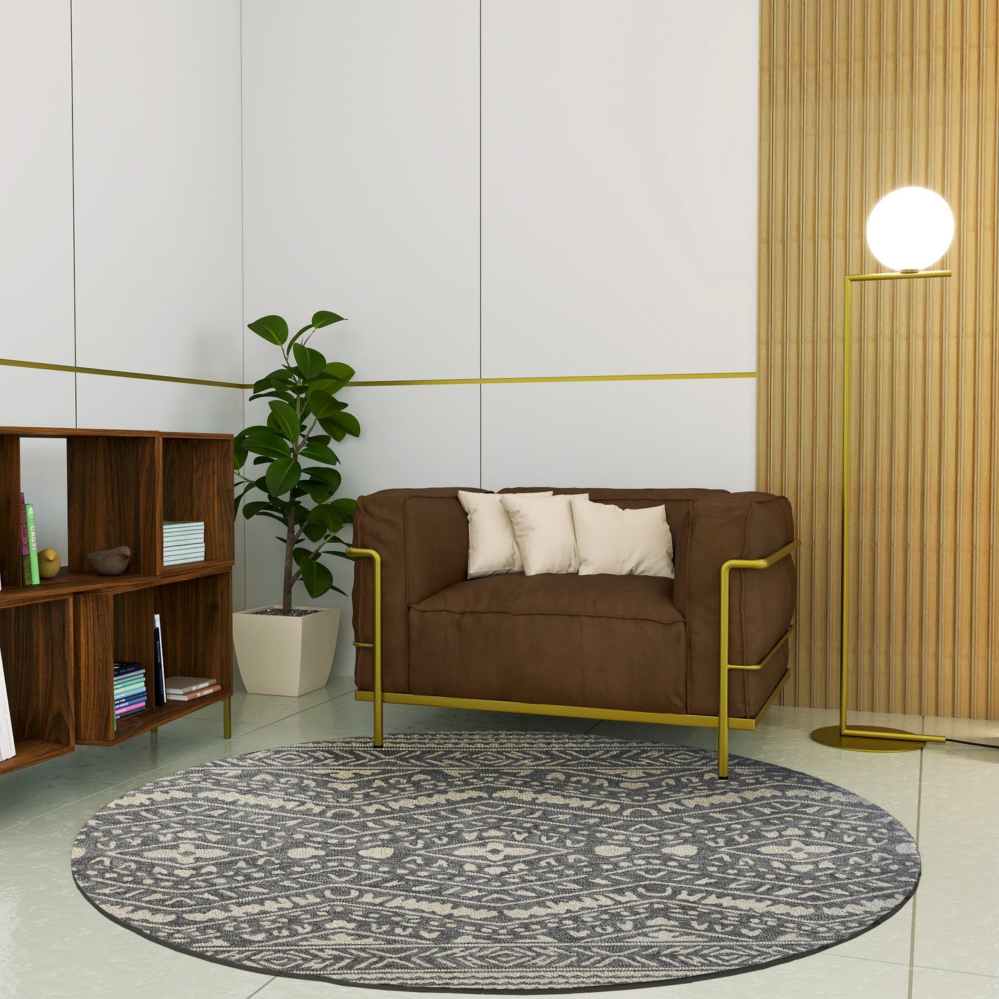 Premium Hand-Tufted Rug Made of 100% Wool - Midnight Mist - 5x5 Feet