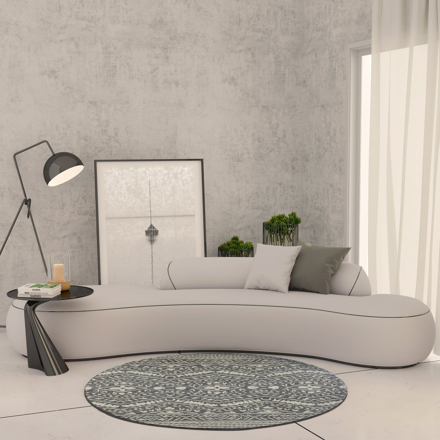 Premium Hand-Tufted Rug Made of 100% Wool - Midnight Mist - 5x5 Feet