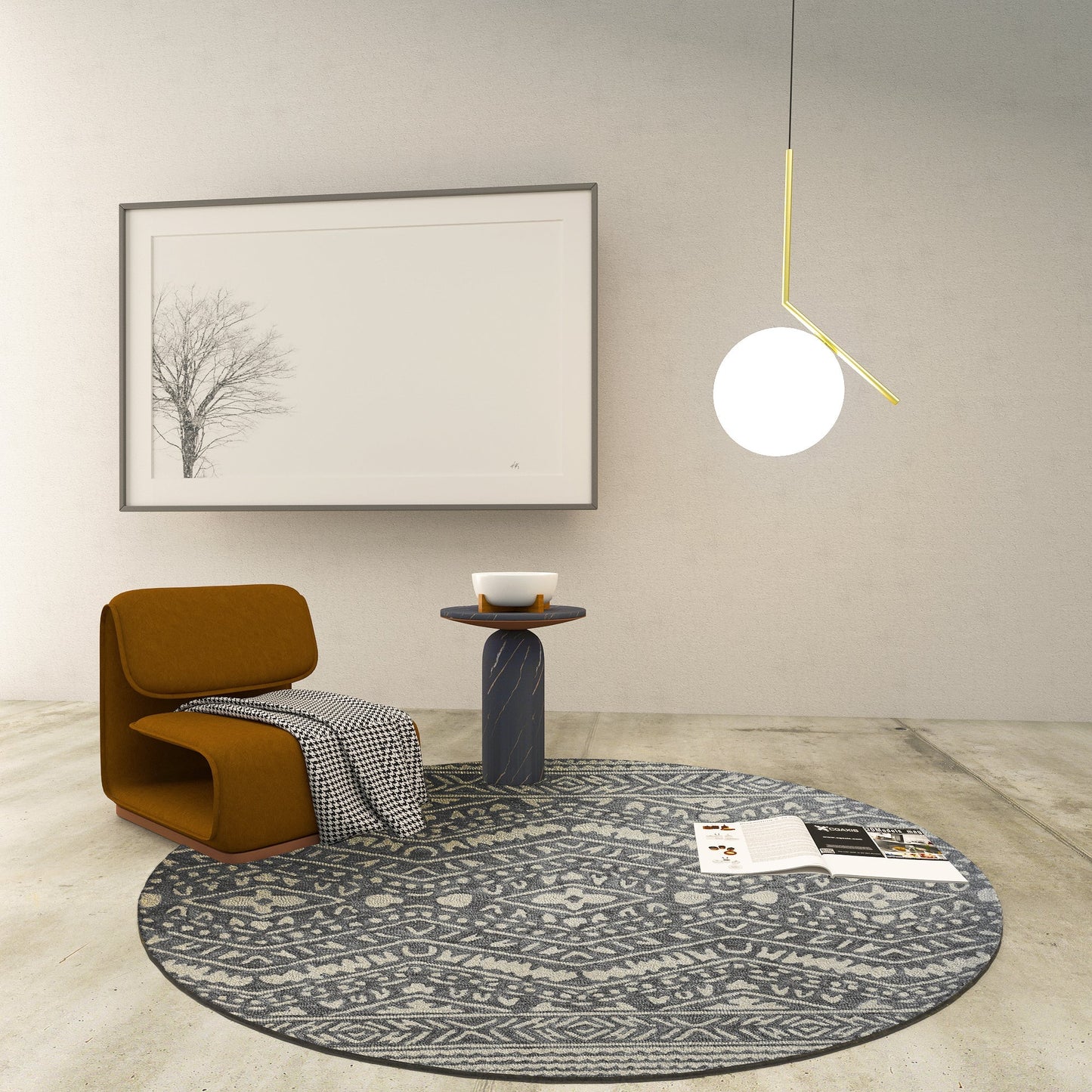 Premium Hand-Tufted Rug Made of 100% Wool - Midnight Mist - 5x5 Feet