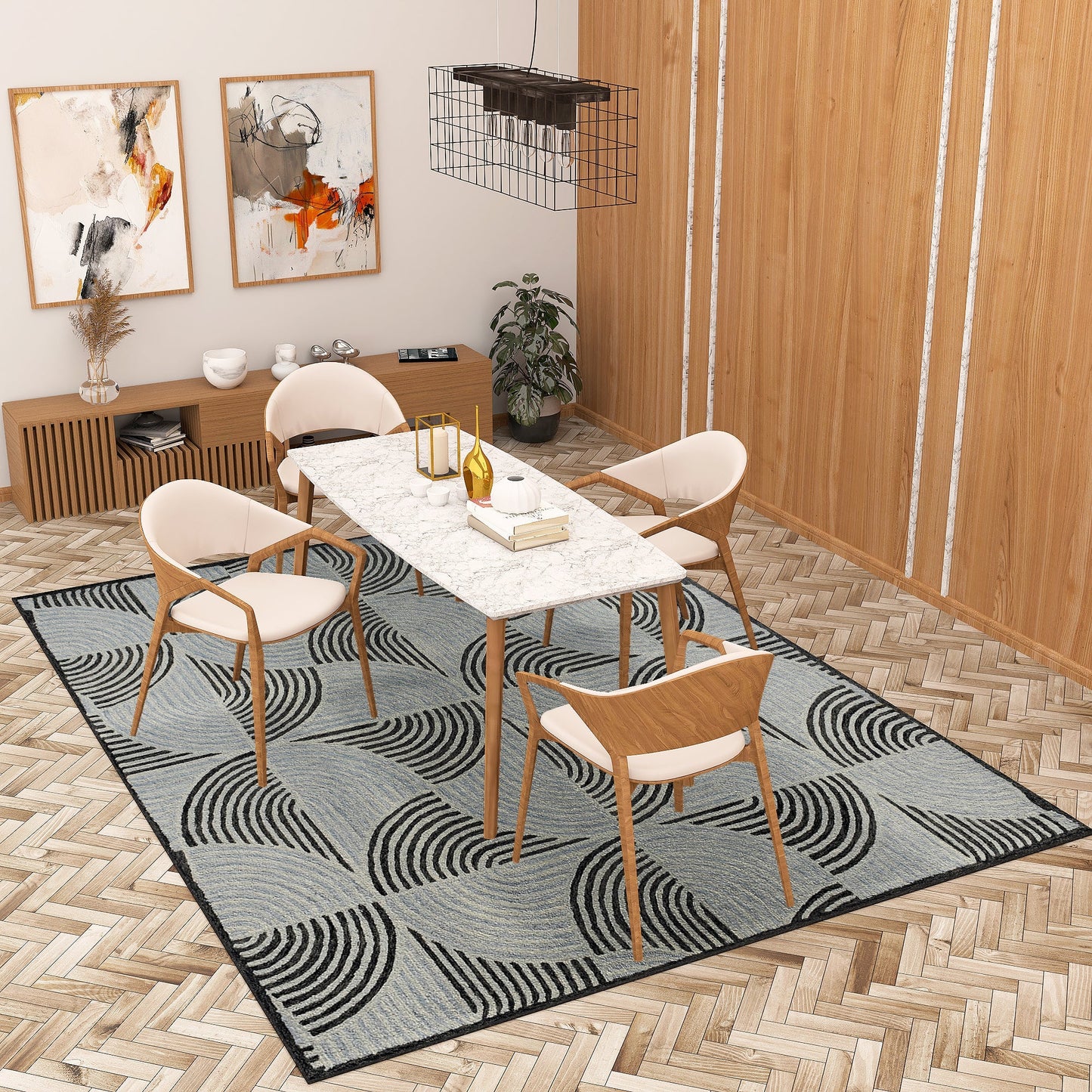 Premium Hand-Tufted Rug Made of 100% Wool - Mono Loops - 8x10 Feet