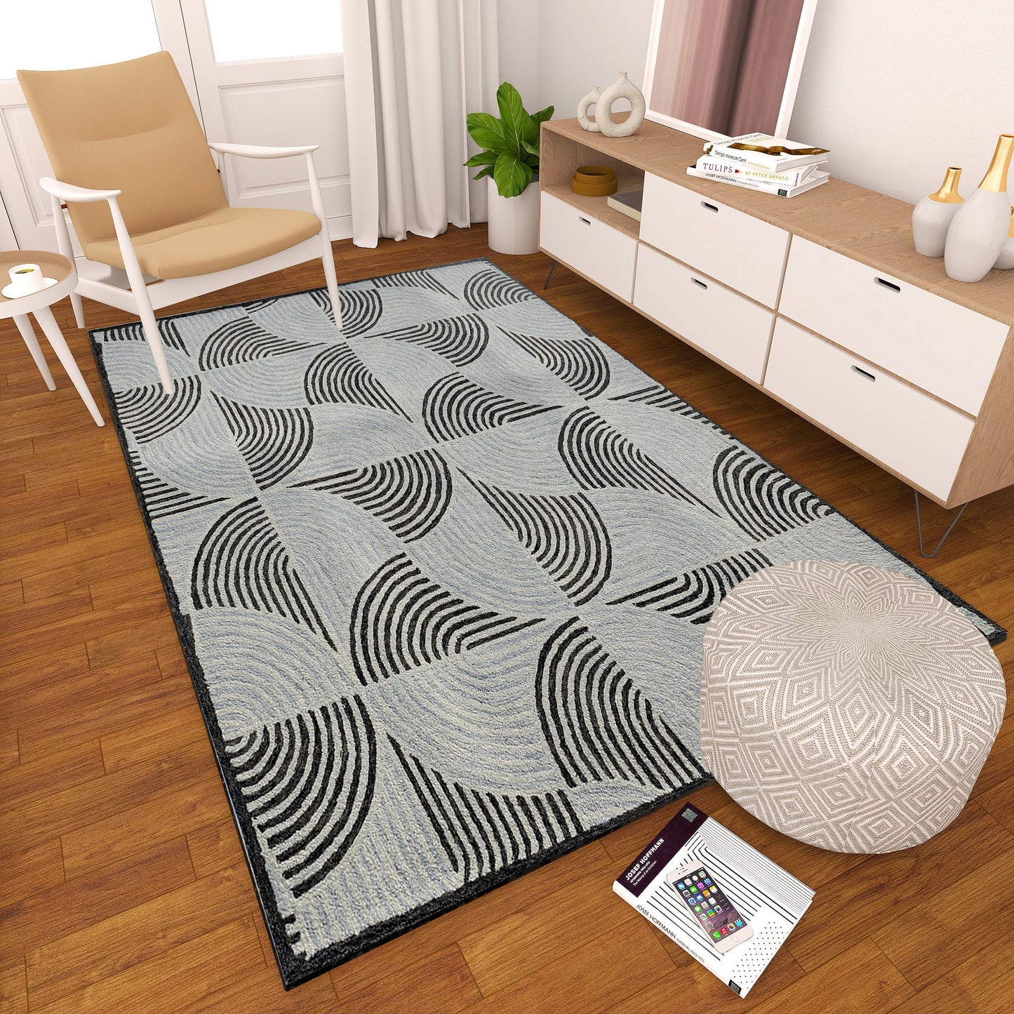 Premium Hand-Tufted Rug Made of 100% Wool - Mono Loops - 3x5 Feet