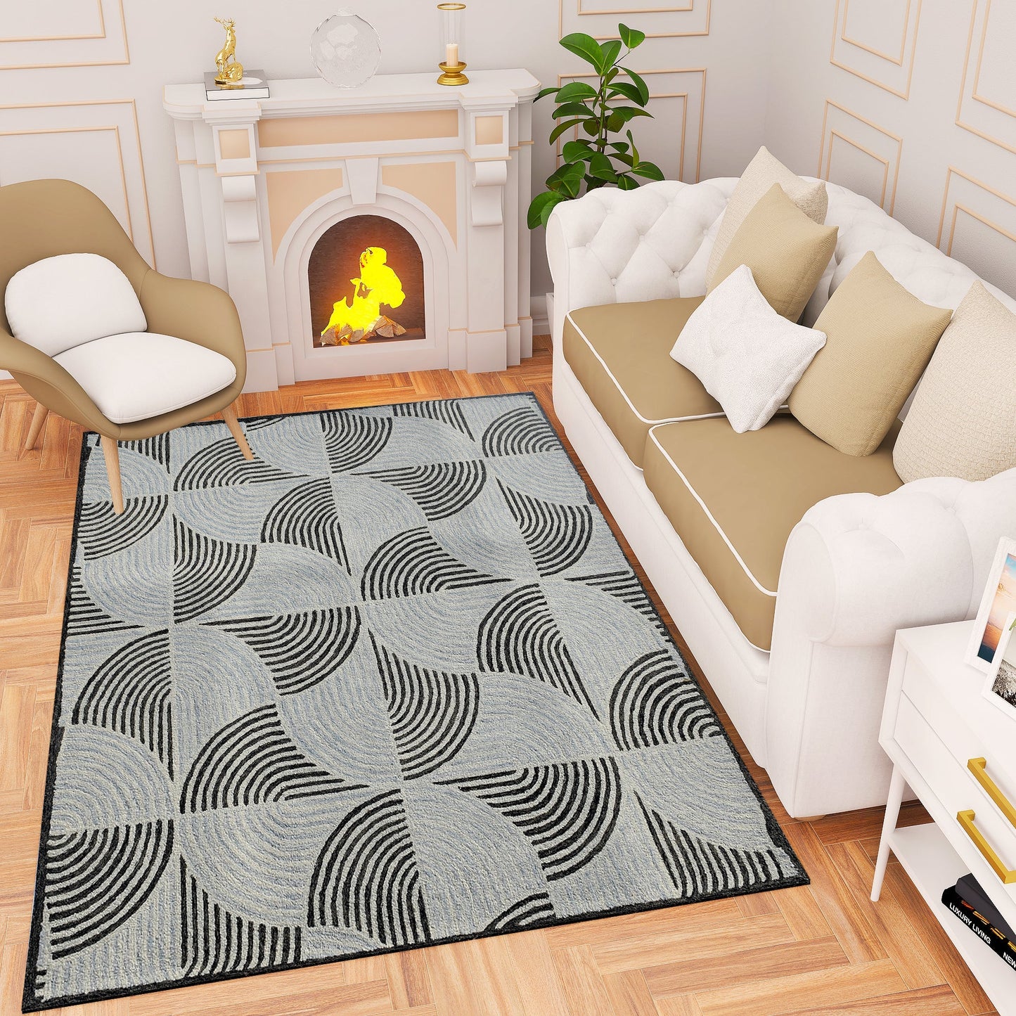Premium Hand-Tufted Rug Made of 100% Wool - Mono Loops - 3x5 Feet