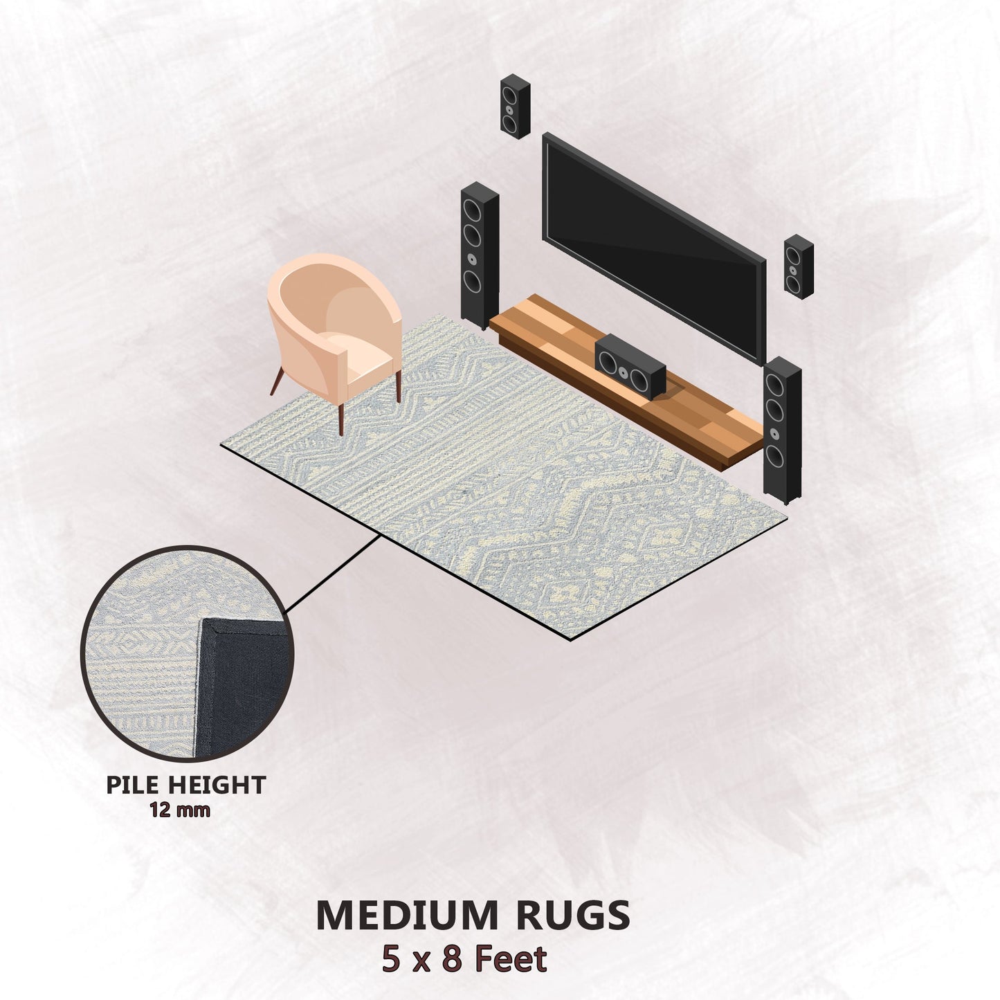 Premium Hand-Tufted Rug Made of 100% Wool - Morning Mist - 5x8 Feet