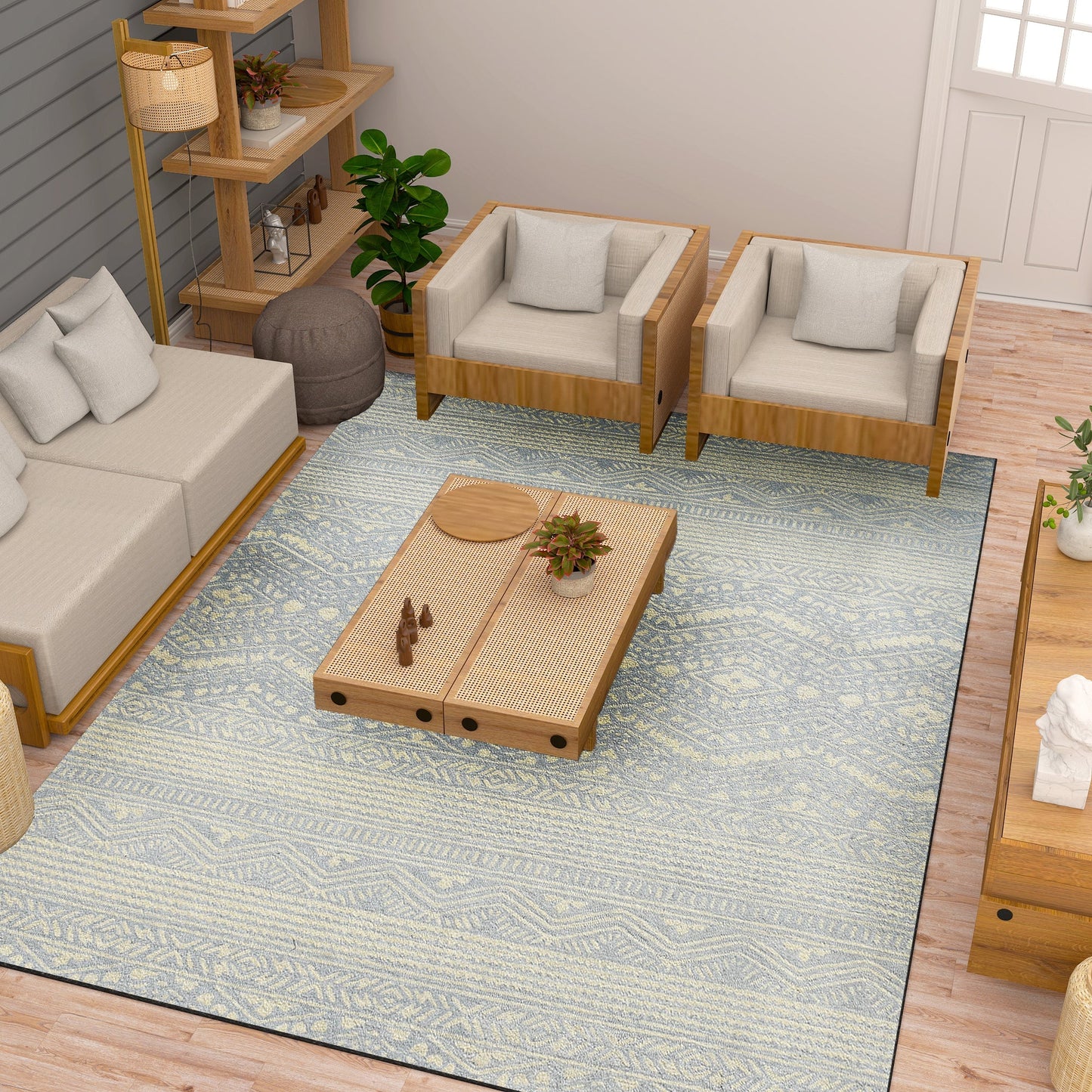 Premium Hand-Tufted Rug Made of 100% Wool - Morning Mist - 8x10 Feet