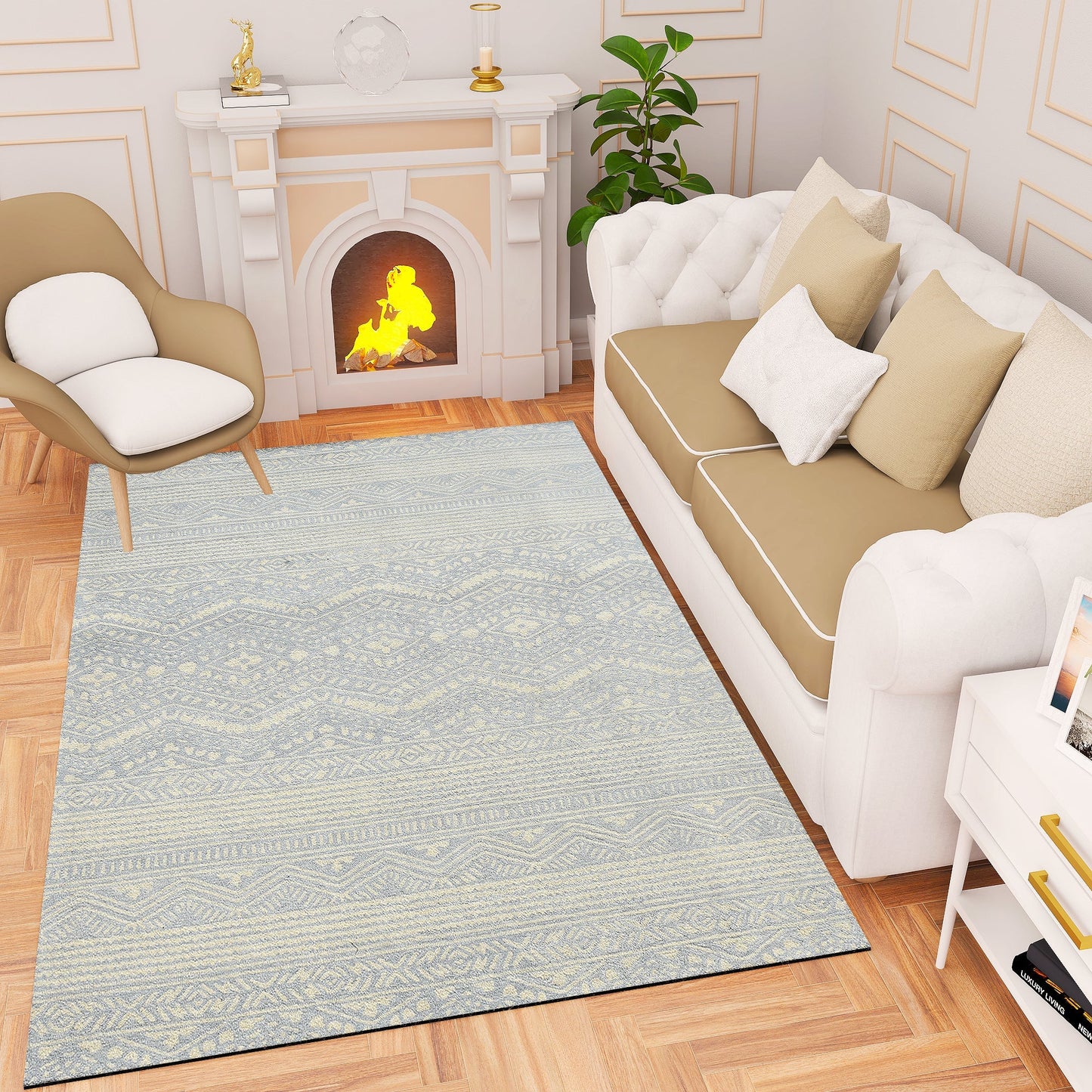 Premium Hand-Tufted Rug Made of 100% Wool - Morning Mist - 3x5 Feet