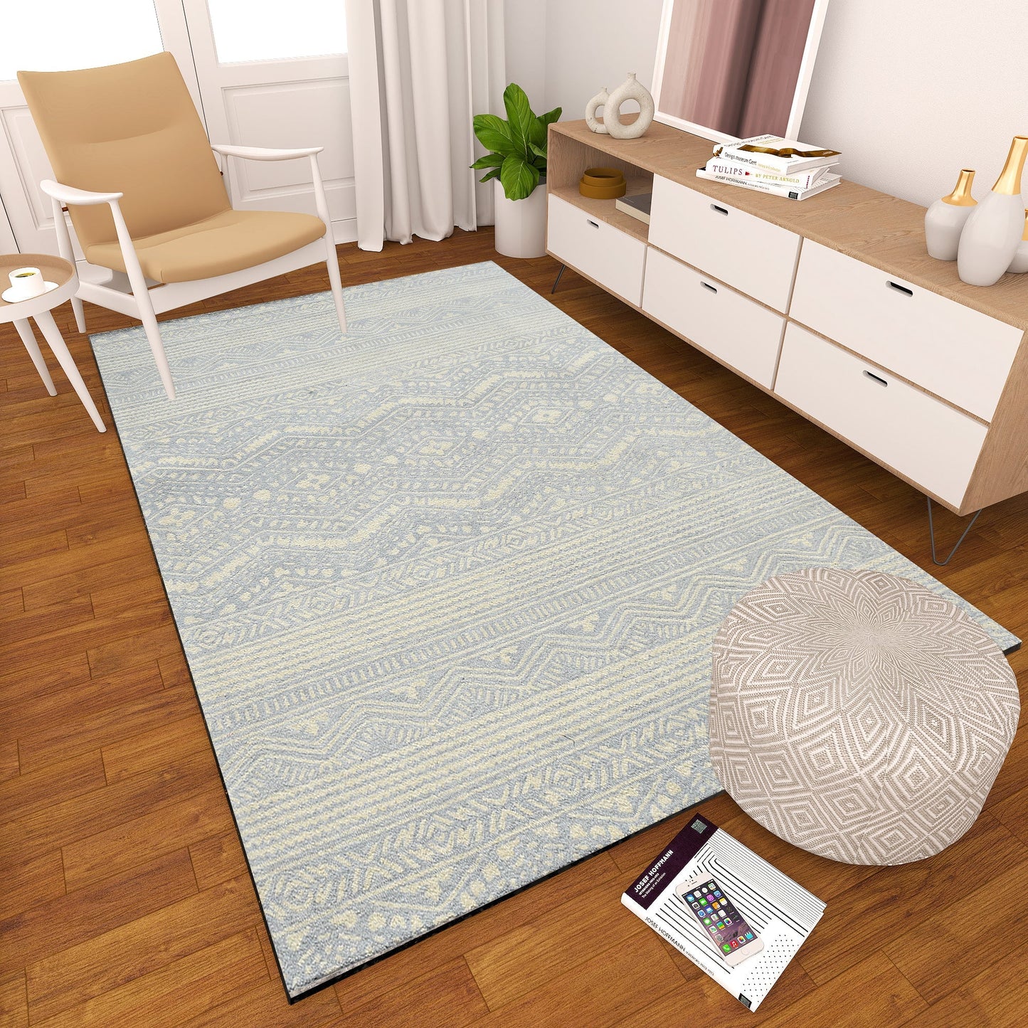 Premium Hand-Tufted Rug Made of 100% Wool - Morning Mist - 5x8 Feet
